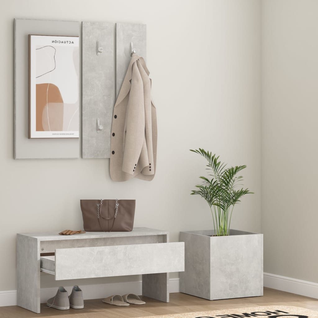 vidaXL Garderoben-Set Garderoben-Set Betongrau Holzwerkstoff günstig online kaufen