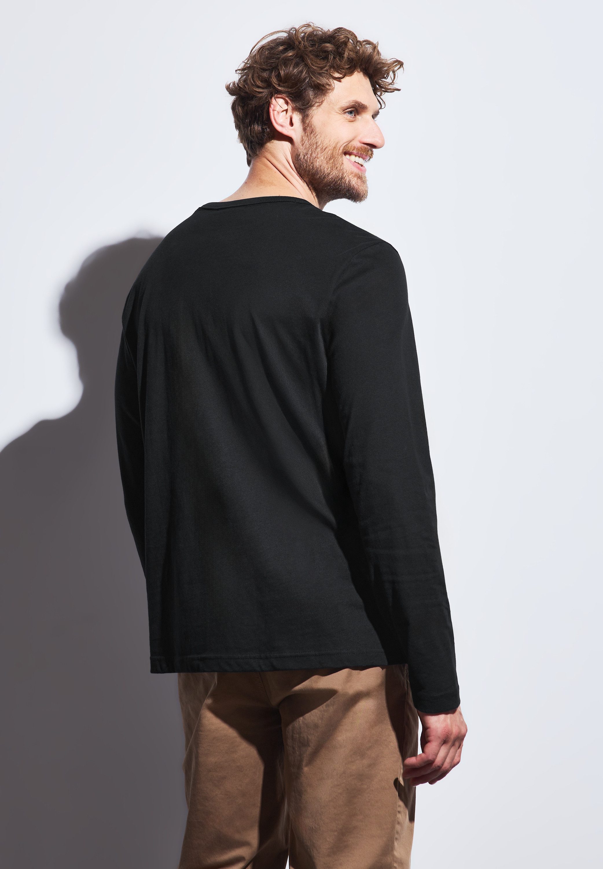 STREET ONE MEN Langarmshirt aus reiner günstig online kaufen