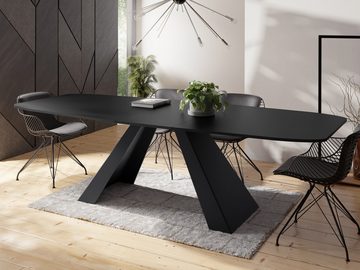 WFL GROUP Esstisch Monte, im Modern Still, Rechteckig Tisch mit schwarzen Metallbeine
