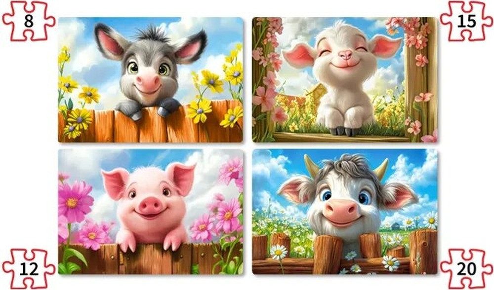 Castorland Puzzle CASTORLAND Puzzlespiel Cute Gum 4in1, Puzzleteile
