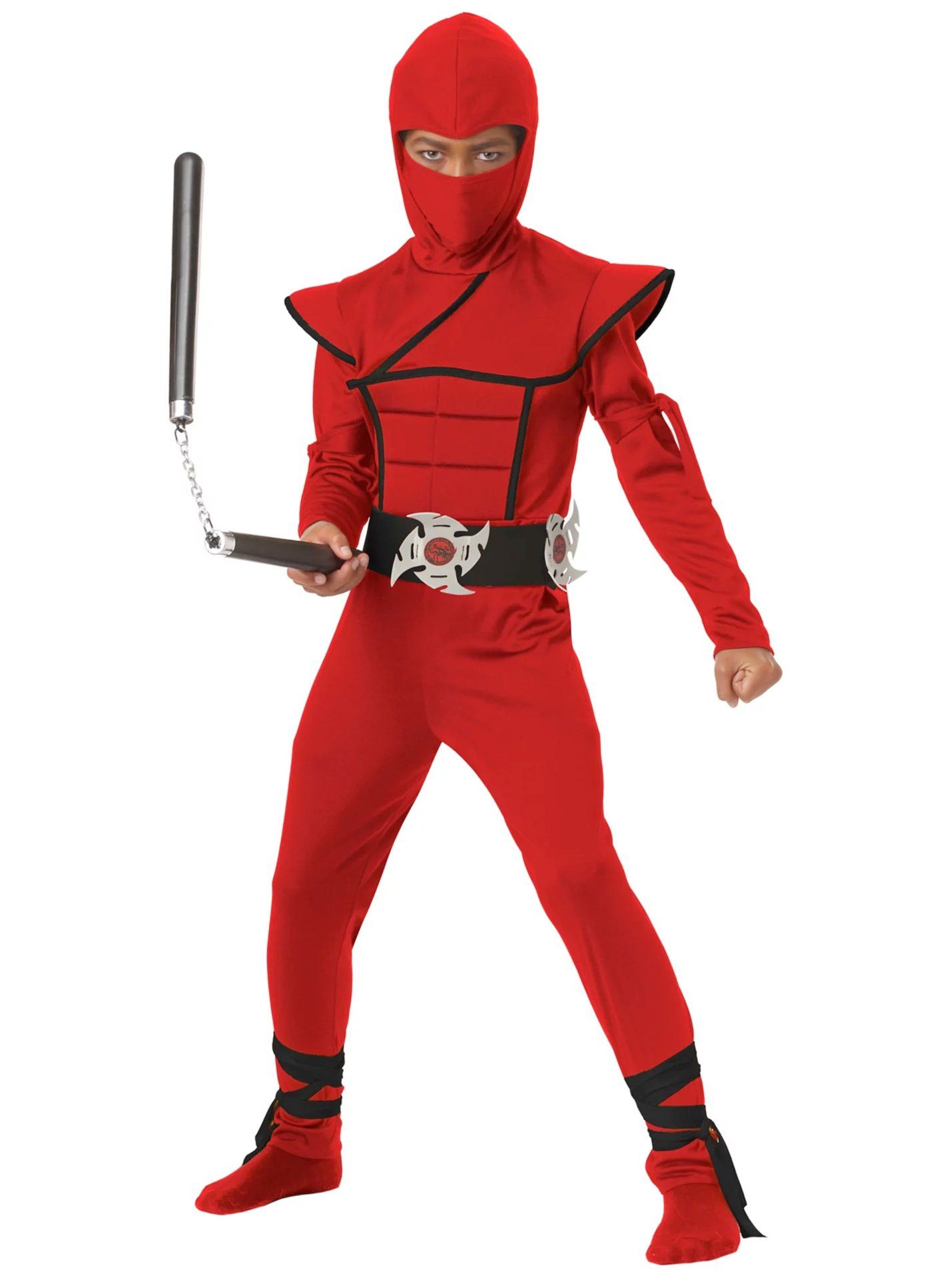 Metamorph Kostüm Ninja Fighter Kostüm für Kinder rot, Dein Kämpferkostüm für eine Runde Real Life Tekken!