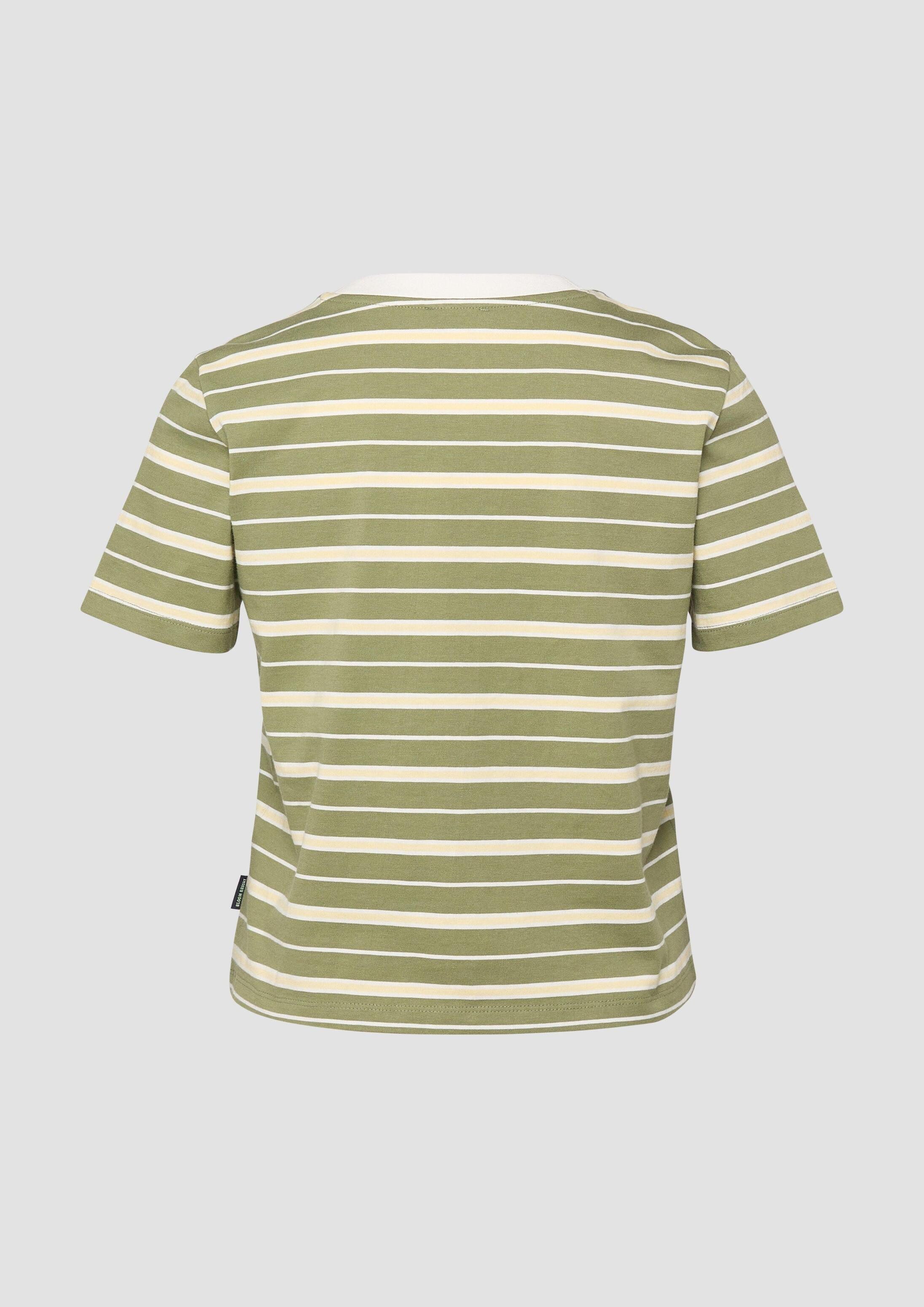 s.Oliver Kurzarmshirt T-Shirt Verkürztes Jersey-T-Shirt mit Streifen