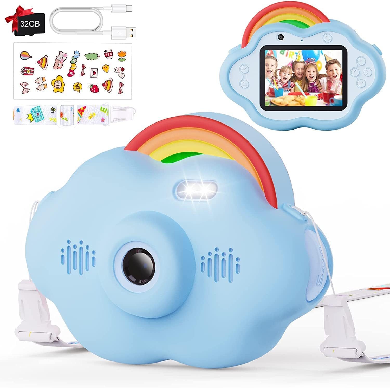 Digitalkamera mit 2,4-Zoll-Bildschirm, installierte 32-GB-Karte Kinderkamera