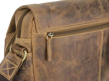 Greenburry Umhängetasche Vintage Hunting, Schultertasche, Messenger Bag 36cm, Hirsch-Prägung