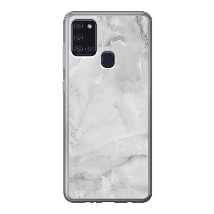 MuchoWow Handyhülle Marmor - Stein - Weiß - Grau - Marmoroptik Handyhülle Samsung Galaxy A21s Smartphone-Bumper Print Handy