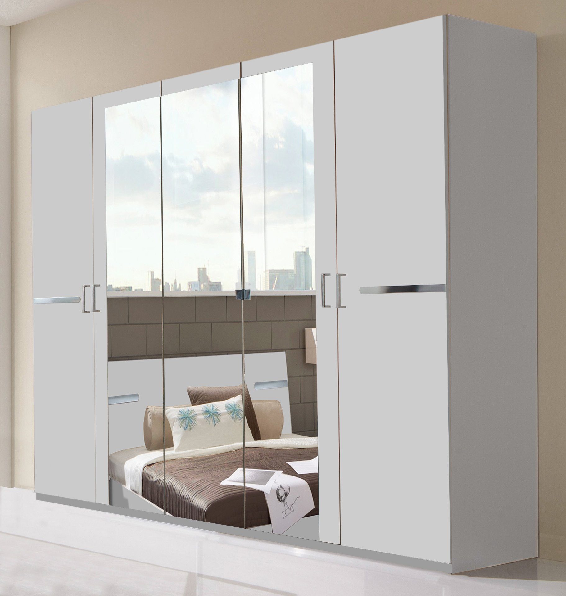 Drehtürenschrank in WEISS - 225x208x58cm (BxHxT)