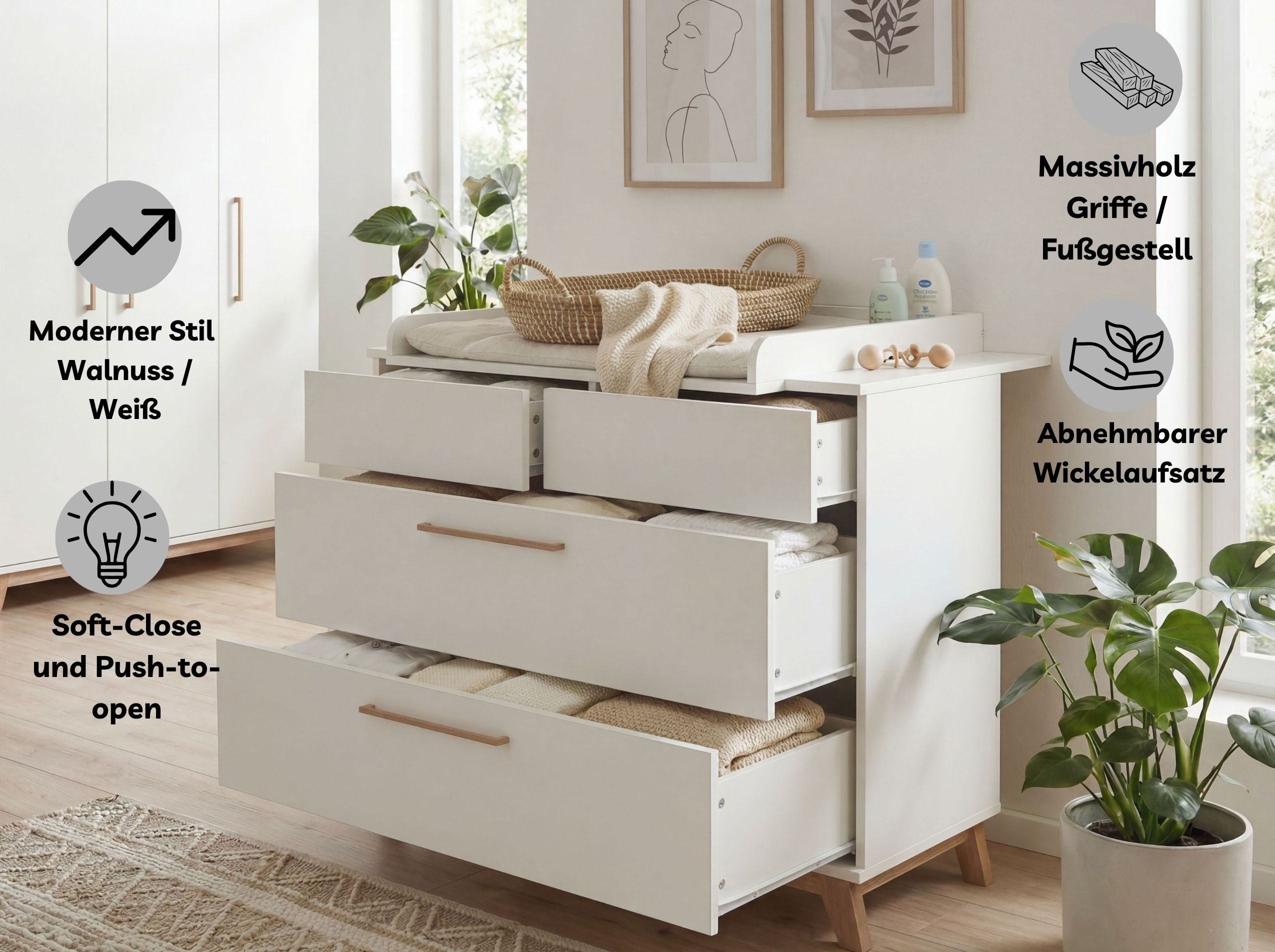 arthur berndt Wickelkommode Lina, Soft-Close, Push-to-open, hochwertig
