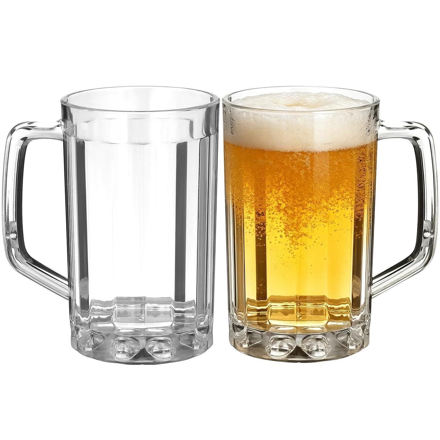 LuxusKollektion Bierkrug Bierkrug Kunststoff 500ml 2er-Set, Kunststoff