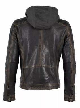 Gipsy Lederjacke Herren Bikerjacke mit abnehmbarer Kapuze aus Lammnappa Leder