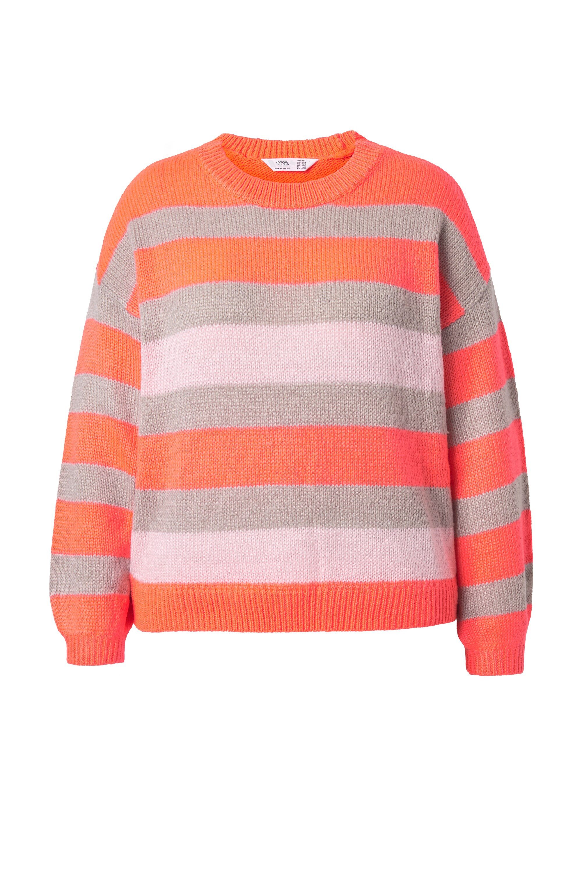 Strickpullover Pullover Loose Fit Blockstreifen Ballon-Langarm
