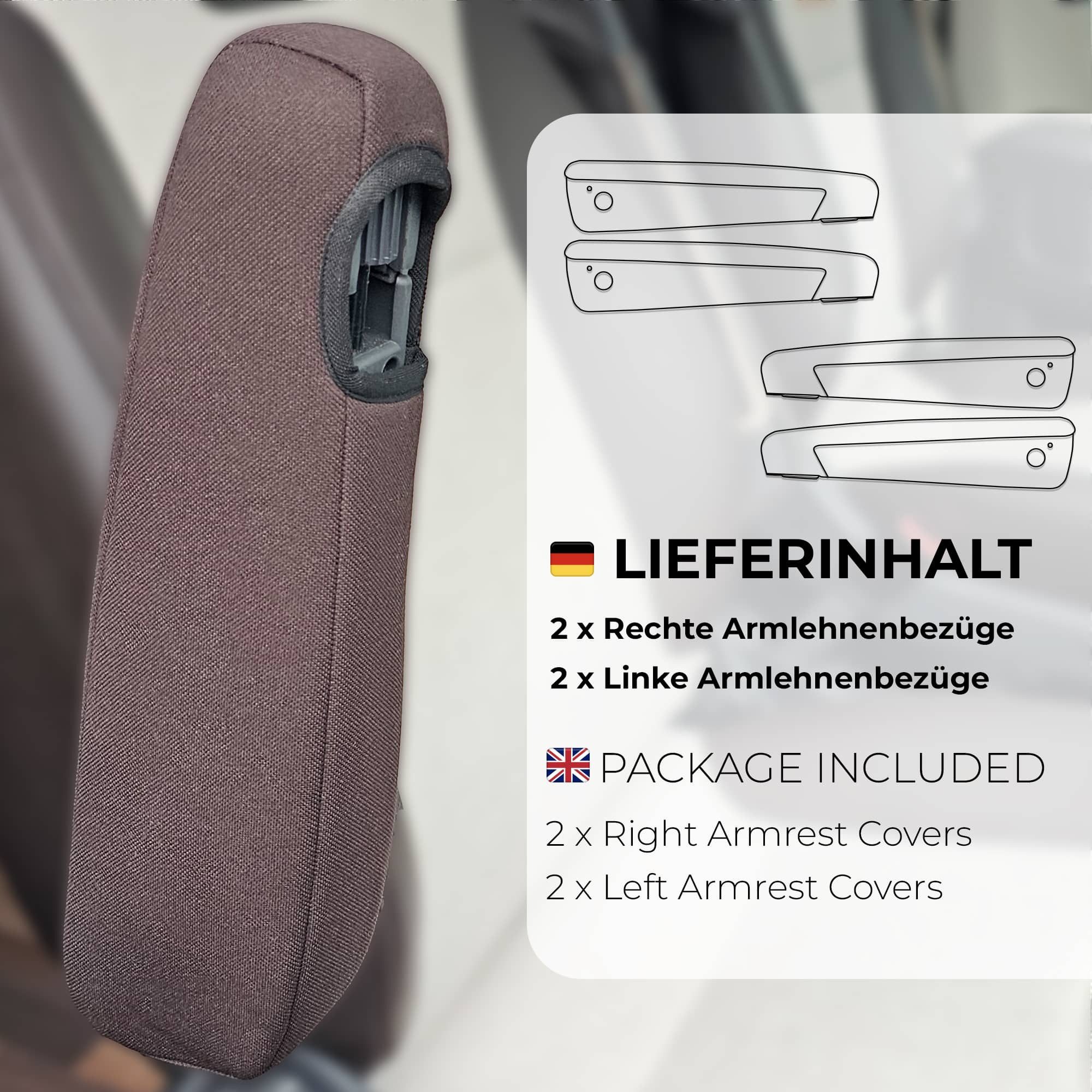 BREMER SITZBEZÜGE Autositzbezug Armlehnenbezug für Fiat Ducato, Peugeot Boxer, Citroen Jumper, Set, 4-tlg., Armlehnenbezüge für Fahrer und Beifahrer, in Braun
