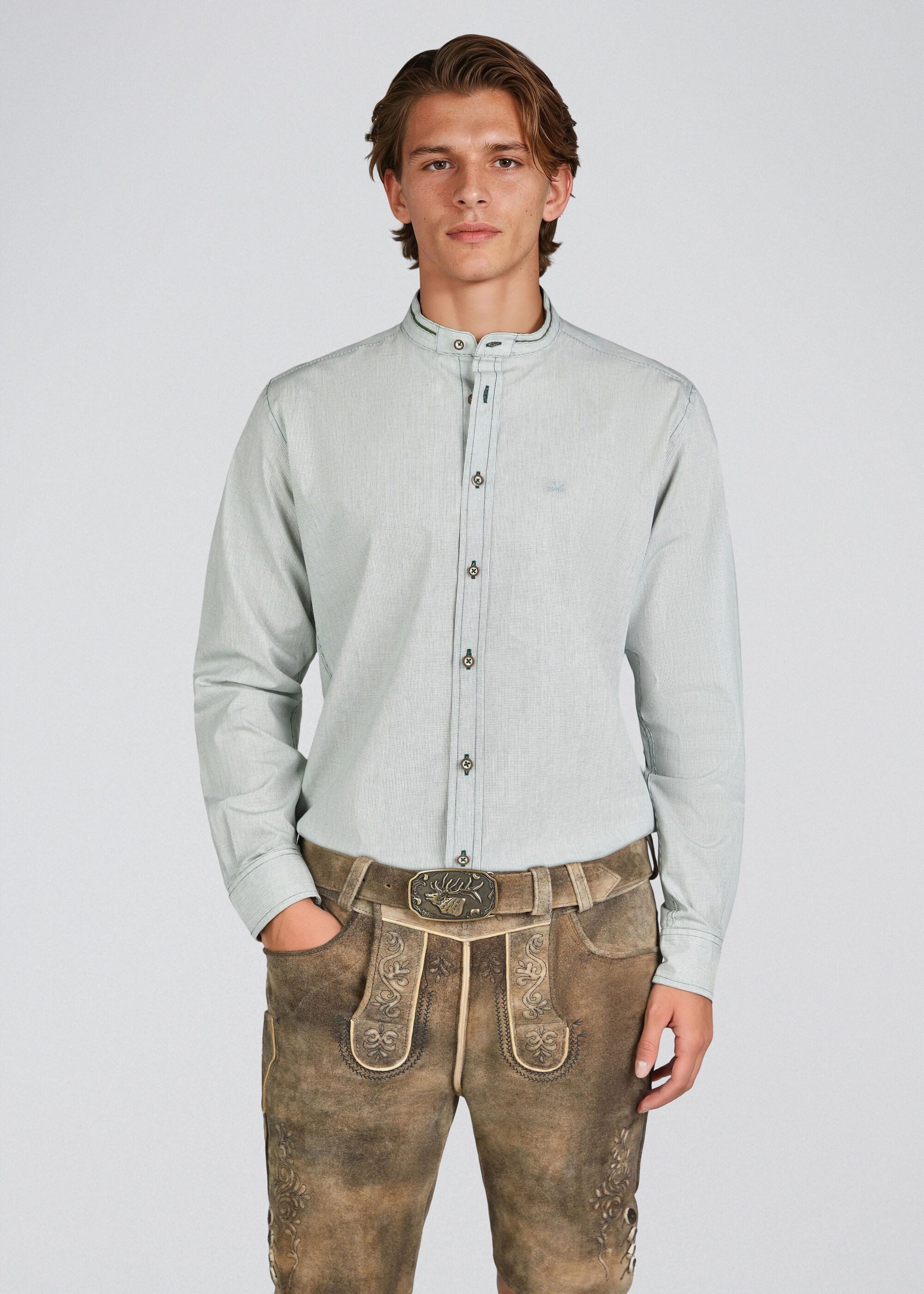 Spieth & Wensky Trachtenhemd Hubertus aus reiner Baumwolle, in Slim Fit