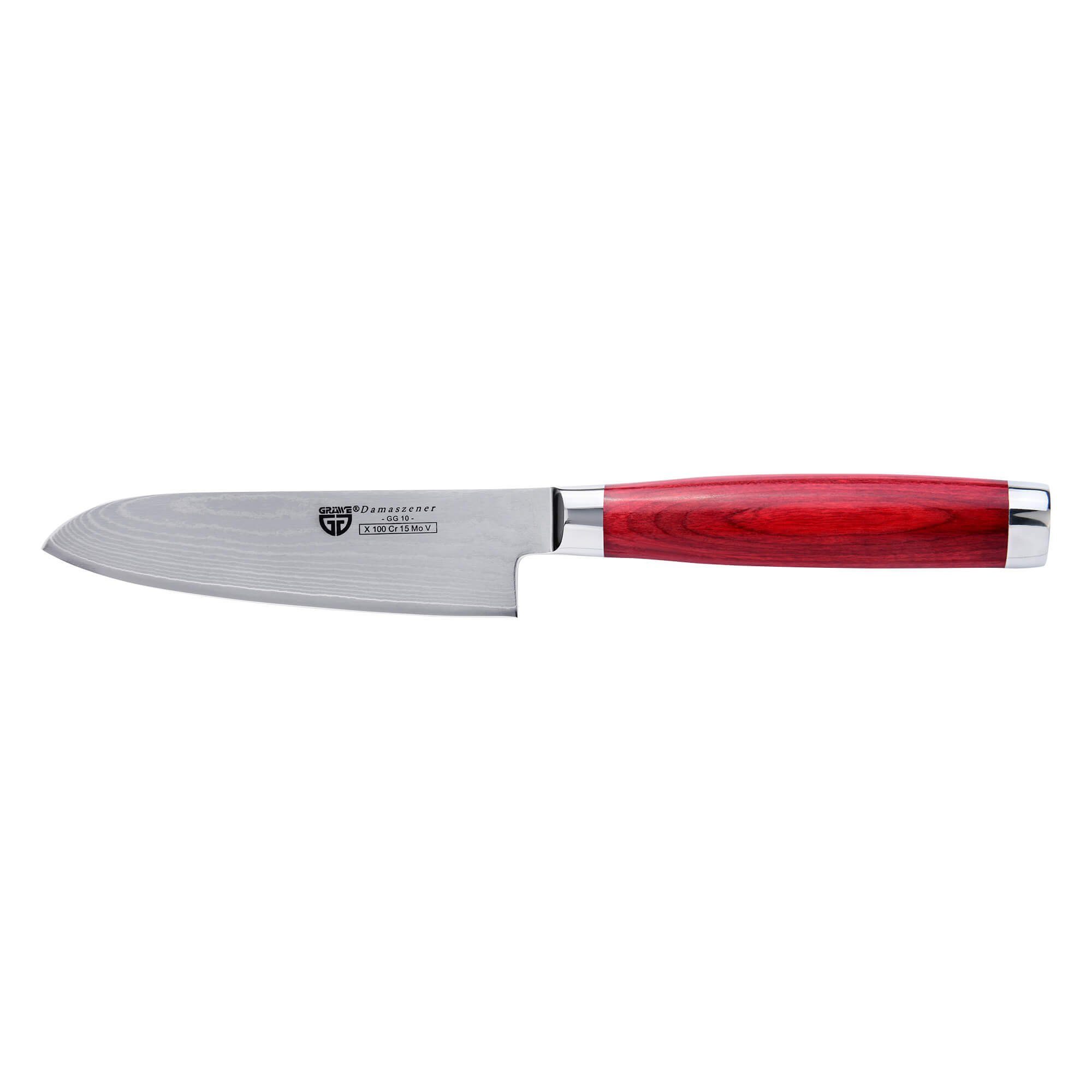 GRÄWE Damastmesser GRÄWE Damaszener Santokumesser 12,5 cm Klinge, GG-10 Stahl mit Harthol
