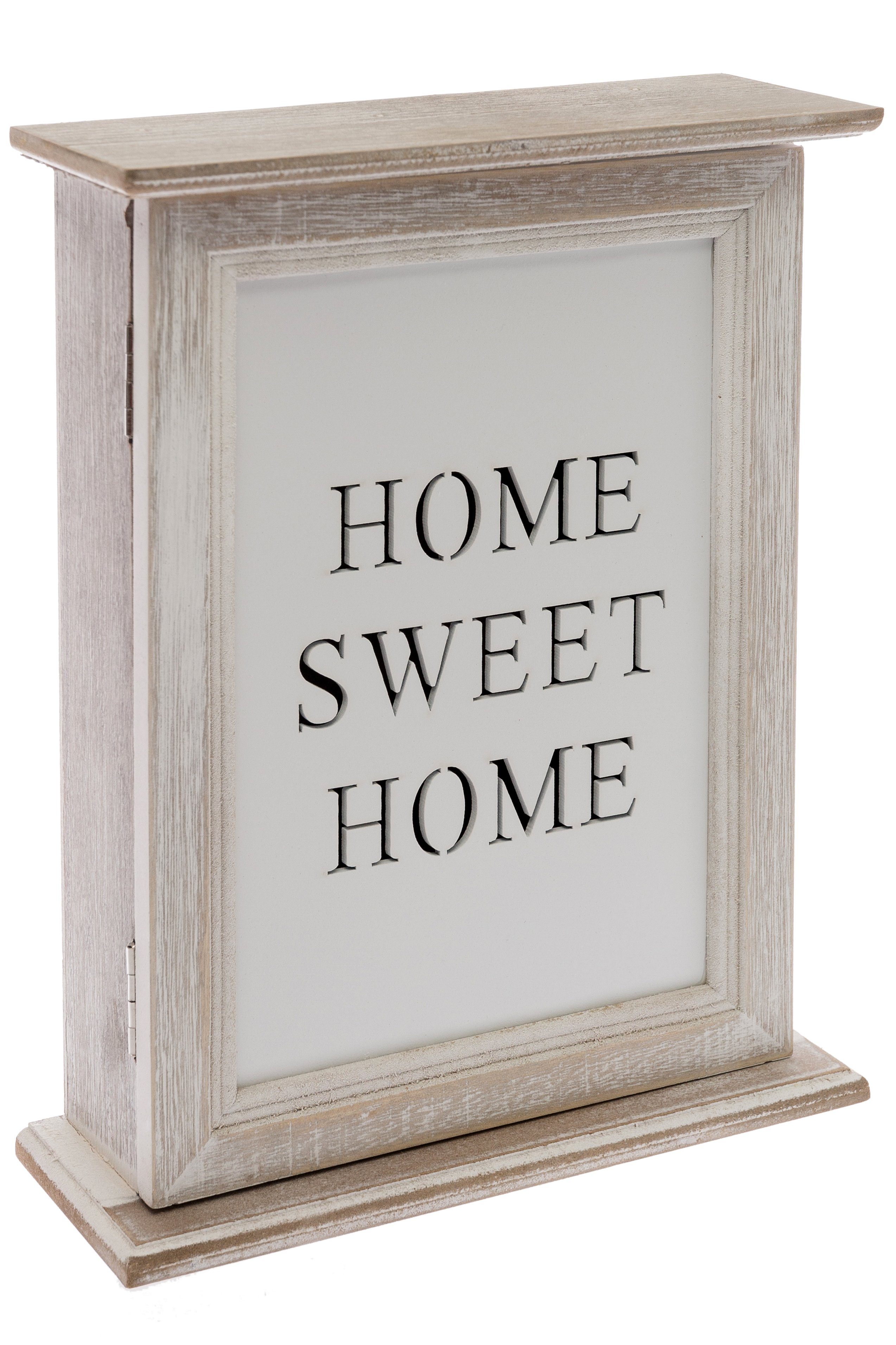 Home affaire Schlüsselkasten Home Sweet Home, weiß, mit 6 Haken & Schriftzug, Shabby Optik