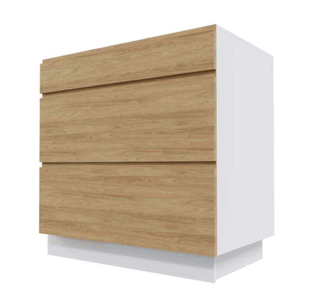 Feldmann-Wohnen Auszugsunterschrank Arezzo (1-St) 80x50x82cm grifflos grau / Eiche artisan (AZ-D3R/80)