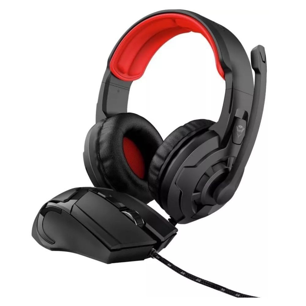 Trust TRUST RAVIUS Gaming Mouse Headset PC-Headset (Eingebautes Mikrofon, Lautstärkeregelung, Mit Kabel, mit Maus)