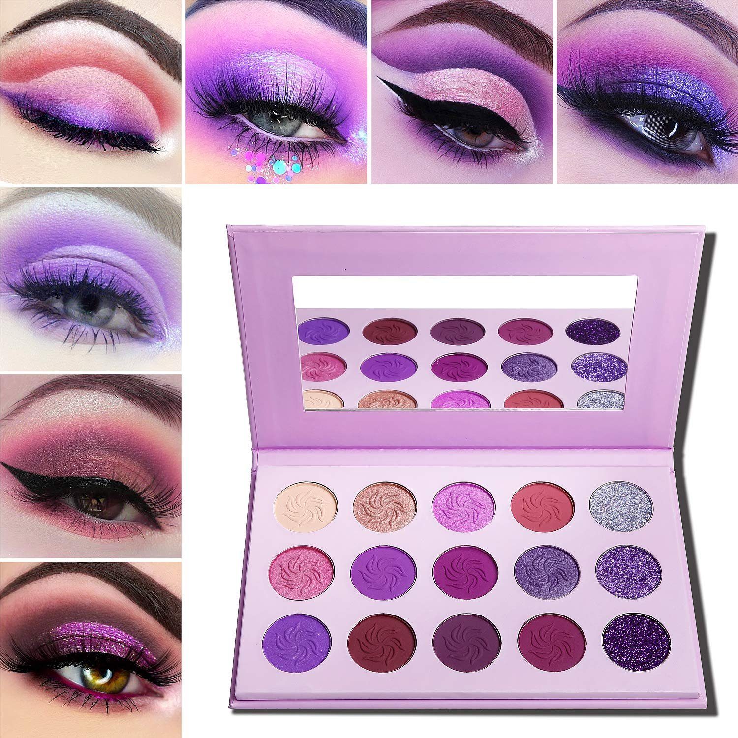 Violett Haiaveng Shimmer, Matt Farbe 15 Dream-Purple Red Silber Glitzer, Lidschattenpalette, lila Lila Lidschatten Lidschatten Eine Glitter