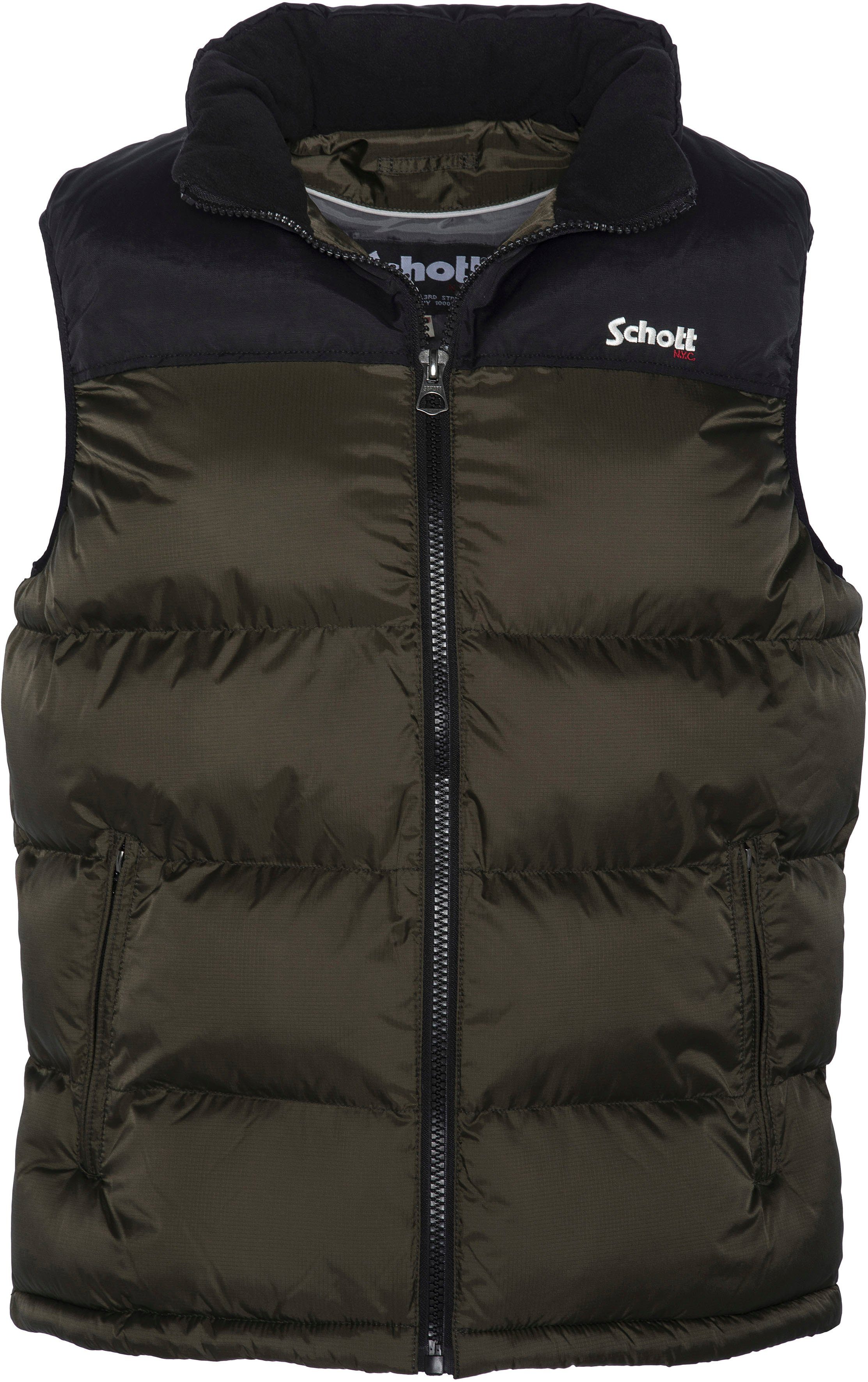Schott NYC Steppweste mit dezenter Logostickerei günstig online kaufen