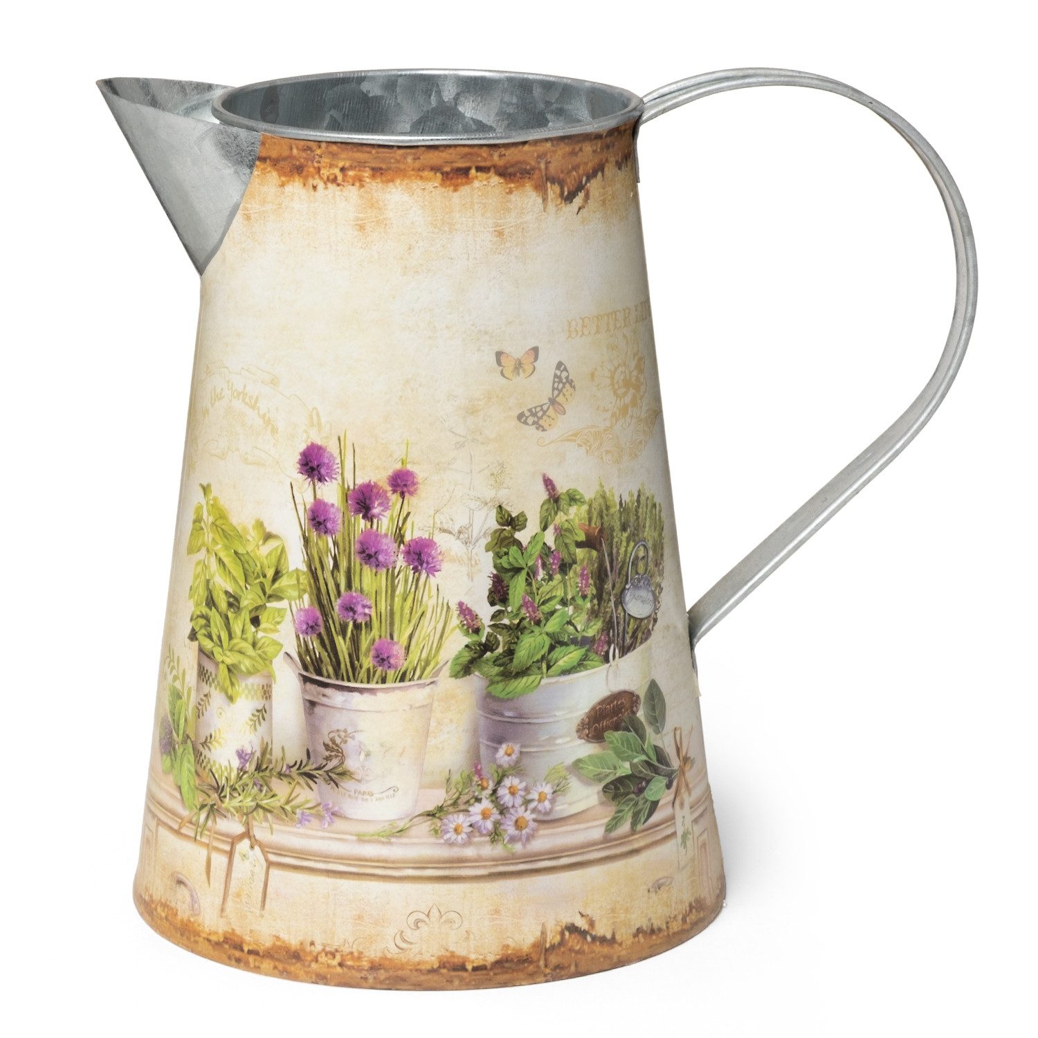 Moritz Gießkanne Lavendel de Provence (Dekoration), Dekoration Deko Blumentopf Umtopf Trockenblume Topf Übertopf Kanne