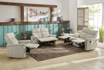 luma-home Relaxsessel 15504 (TV-Sessel mit halbautomatischer Relaxfunktion 78 cm breit), Federkern, Wellenunterfederung, Bezug Cord, Beige