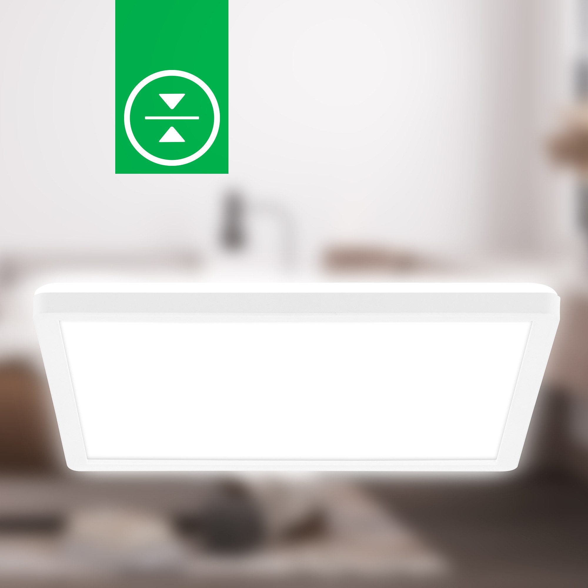 Briloner Leuchten LED Panel Deckenlampe ultraflach Energieeffizienz A Backlight-Effekt, LED fest integriert, LED wechselbar, 4000K, Verschiedene Ausführungen, Wohnzimmer Schlafzimmer Küche