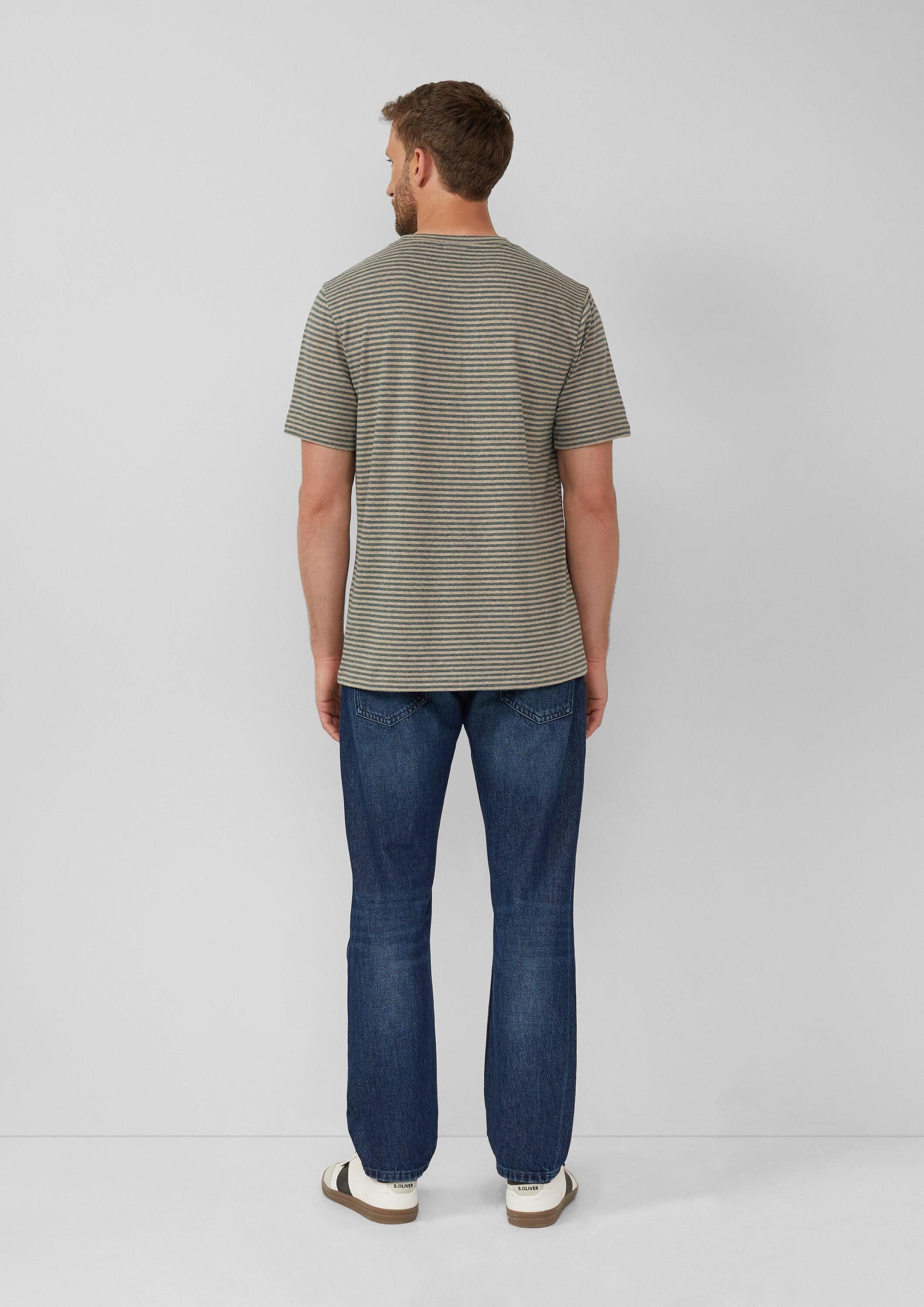 s.Oliver Kurzarmshirt T-Shirt Meliertes Ringel-Shirt mit Crew Neck