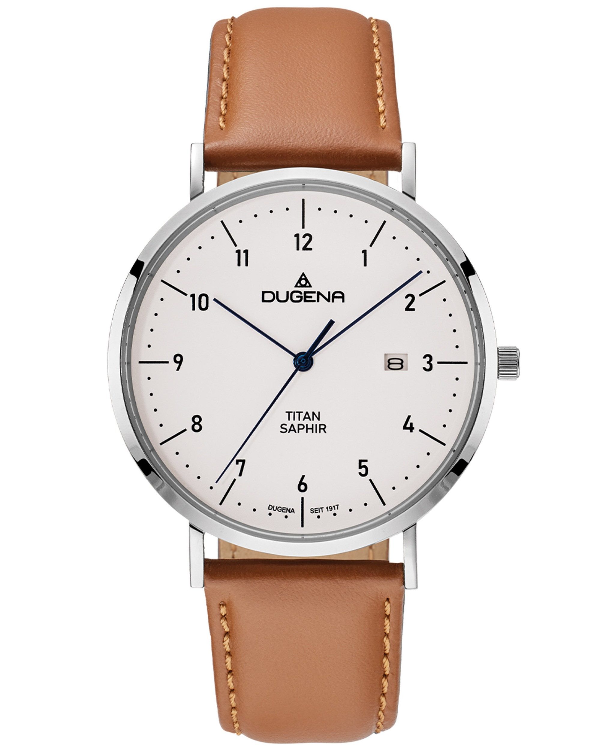 Dugena Titanuhr Dugena Herren-Uhr Stuttgart Quarz Titan Leder-Band Braun 4461215