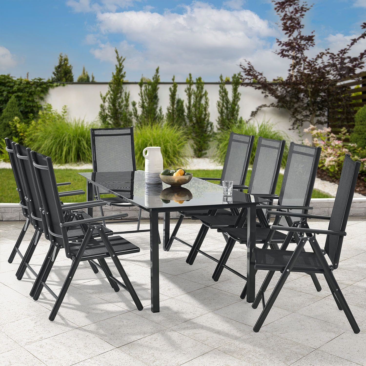 Juskys Garten-Essgruppe Milano, (9-tlg), 8 Gartenstühlen günstig online kaufen