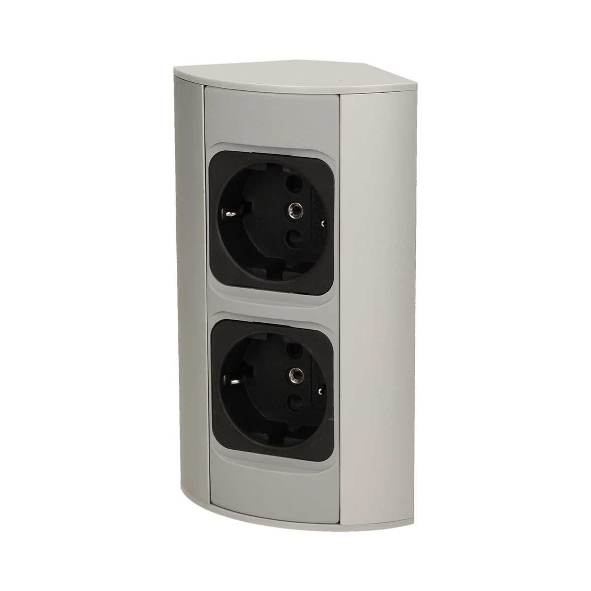 Orno Aufputz-Steckdose Aufbau-Steckdose 2-fach sw/si 230V/3680W 0,5m Kabe