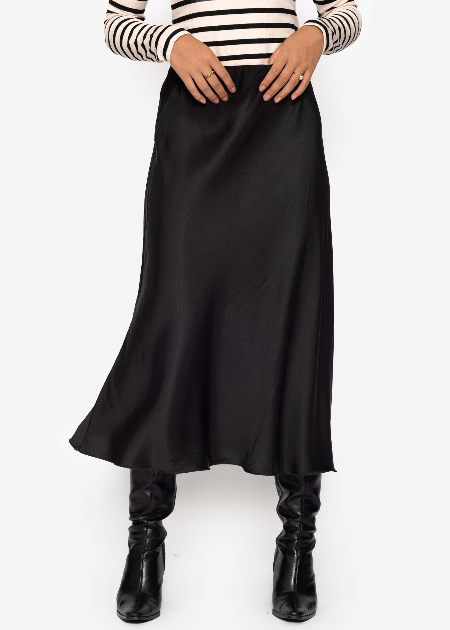 SASSYCLASSY Midirock Glamouröser Rock Damen in Satin-Optik Satin Rock in A günstig online kaufen