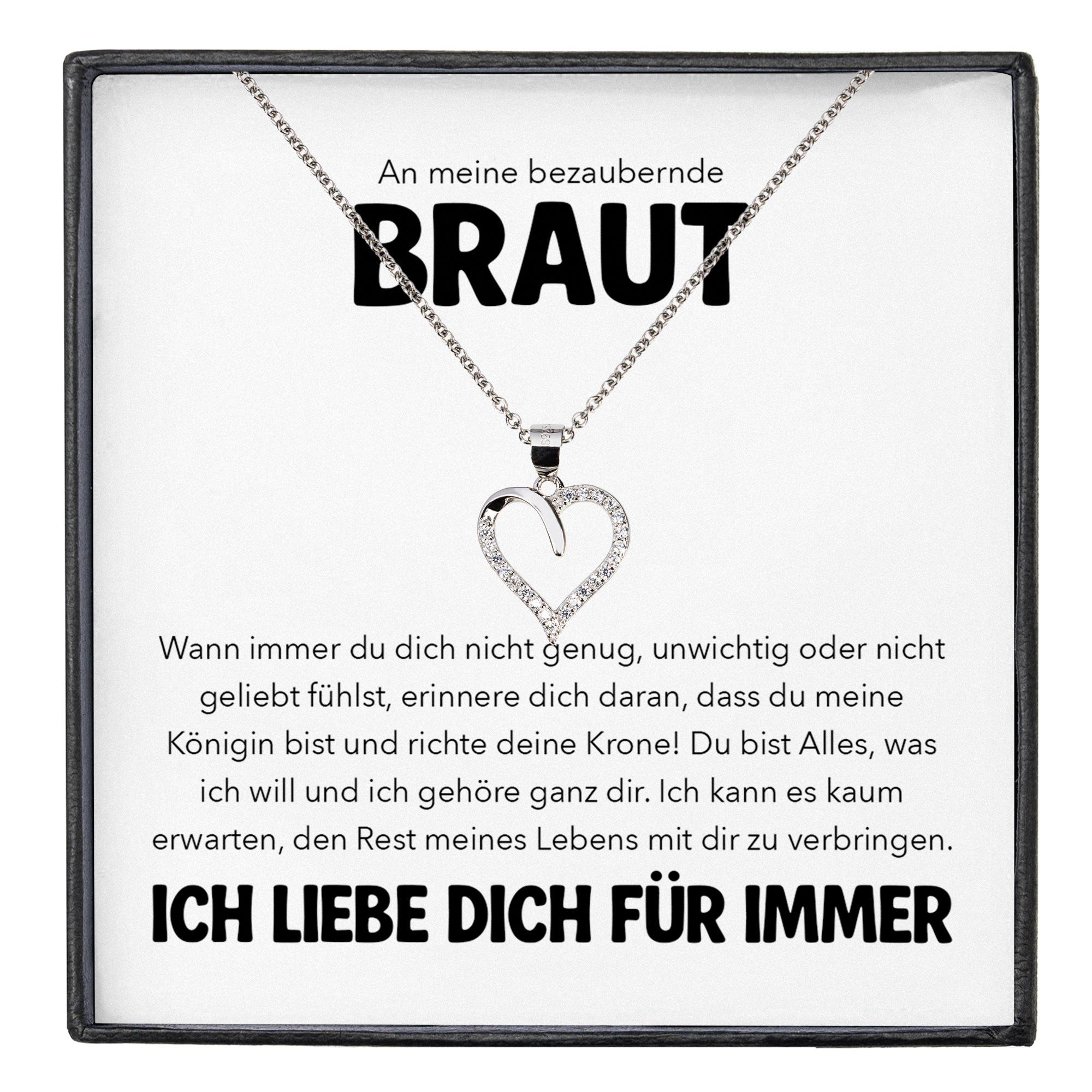 22Feels Schmuckset Braut Geschenk von Bräutigam Frauen Collier Damen Herz Halskette (inkl. Geschenktasche, Karte, Poliertuch, Beutel), Silber 925/000, Karte Made In Germany