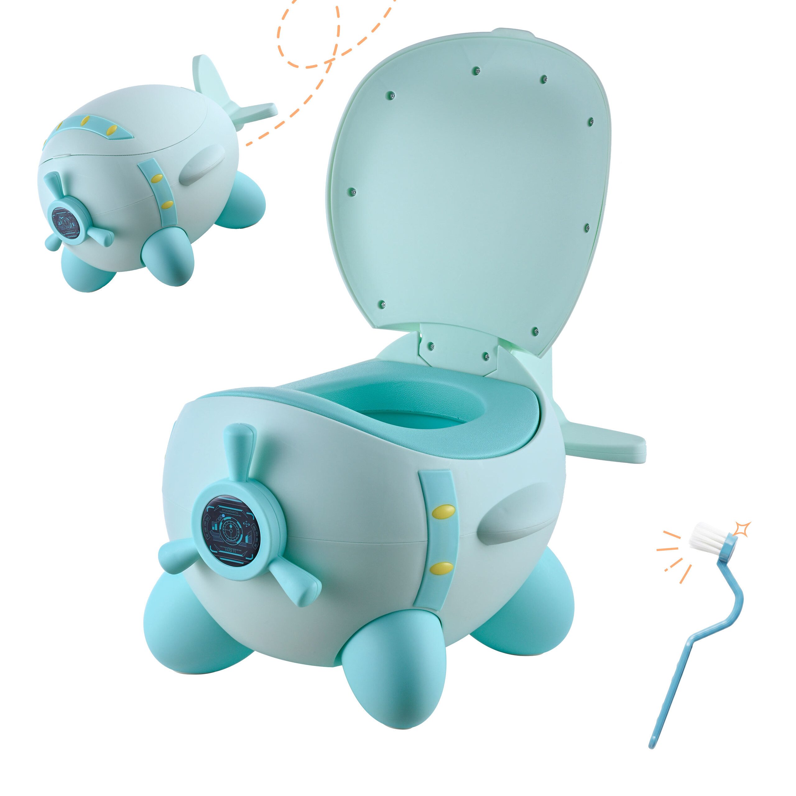 relaxdays Toilettentrainer Töpfchen Flugzeug für Kinder, (4-tlg), Mint