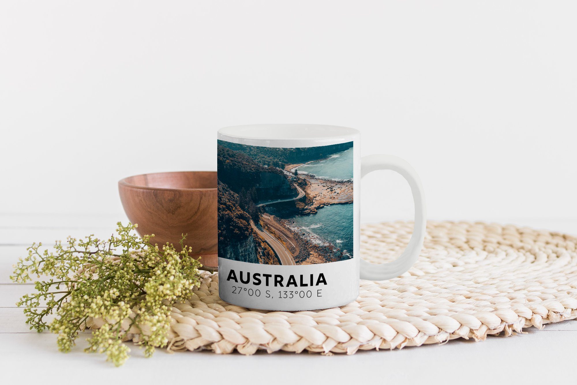 Australien Teetasse, Kaffeetassen, Meer, - MuchoWow Keramik, - - Becher, Tasse Autobahn Sommer Geschenk Teetasse,