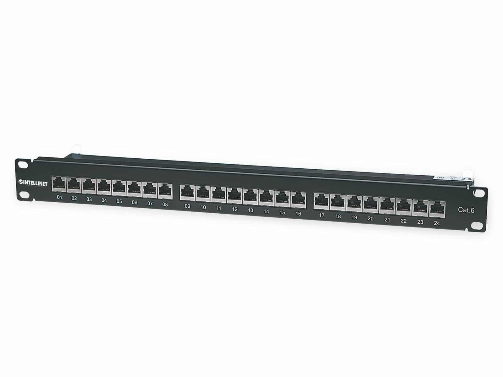 INTELLINET Cat6 Patchpanel, 19", 24-Port Netzwerk-Patch-Panel