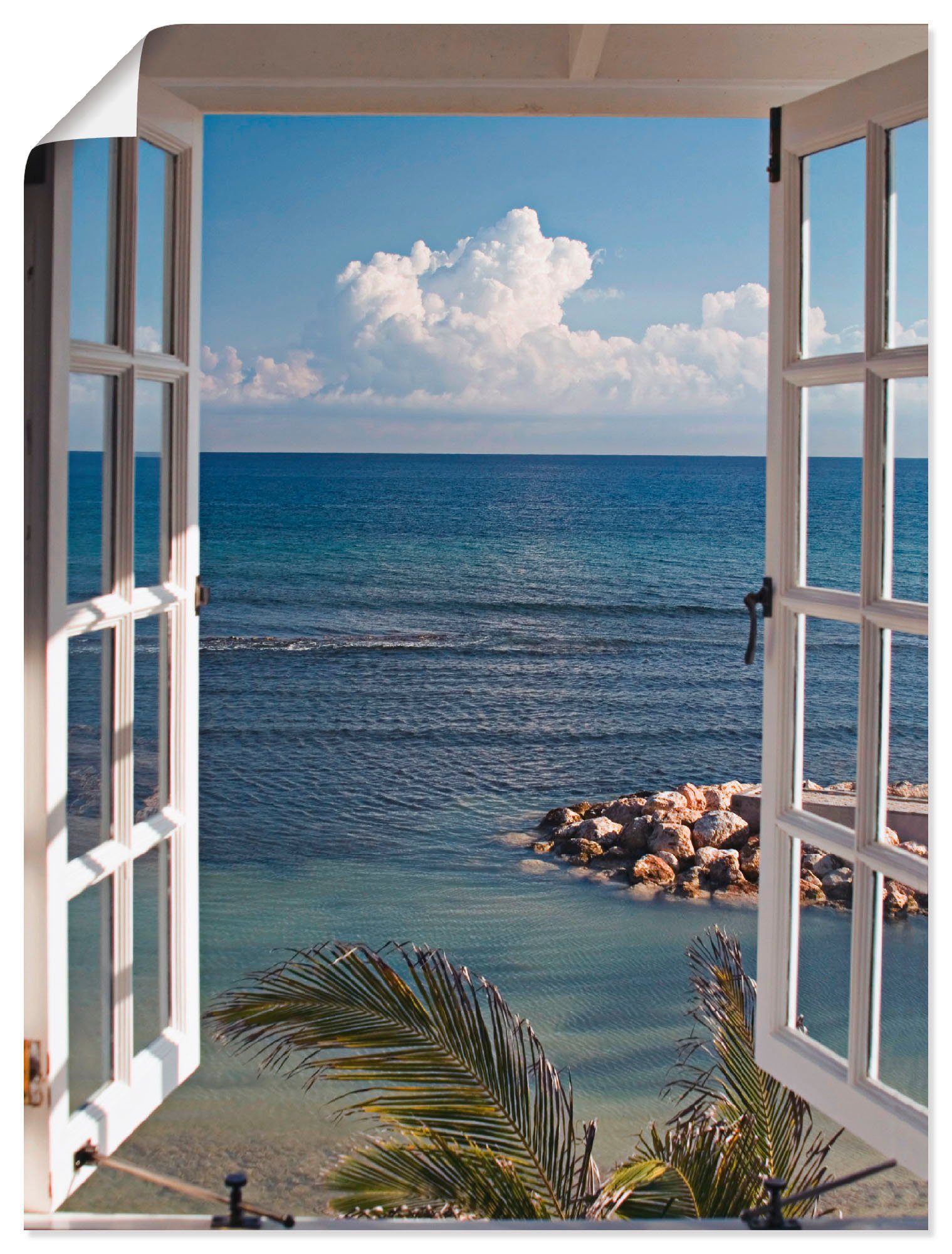 Artland Wandbild Fenster zum Paradies, Fensterblick (1 St), als Alubild, Outdoorbild, Leinwandbild, Poster, Wandaufkleber