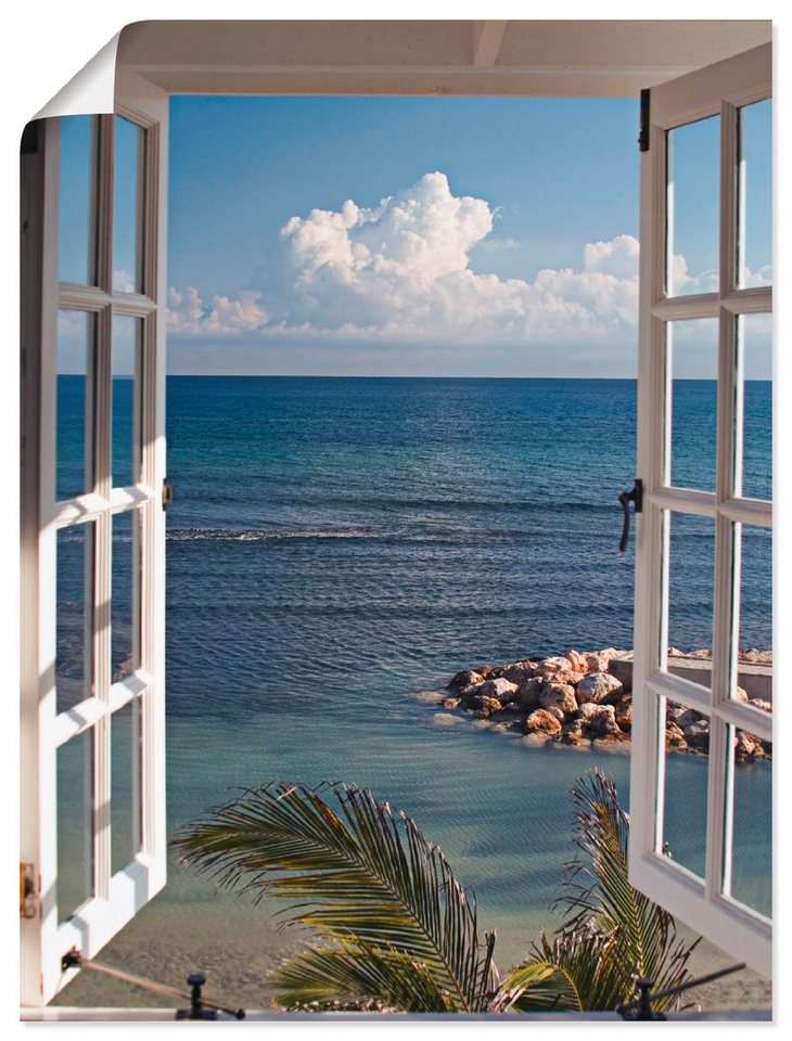 Artland Wandbild Fenster zum Paradies, Fensterblick (1 St), als Alubild,  Leinwandbild, Wandaufkleber oder Poster in versch. Größen