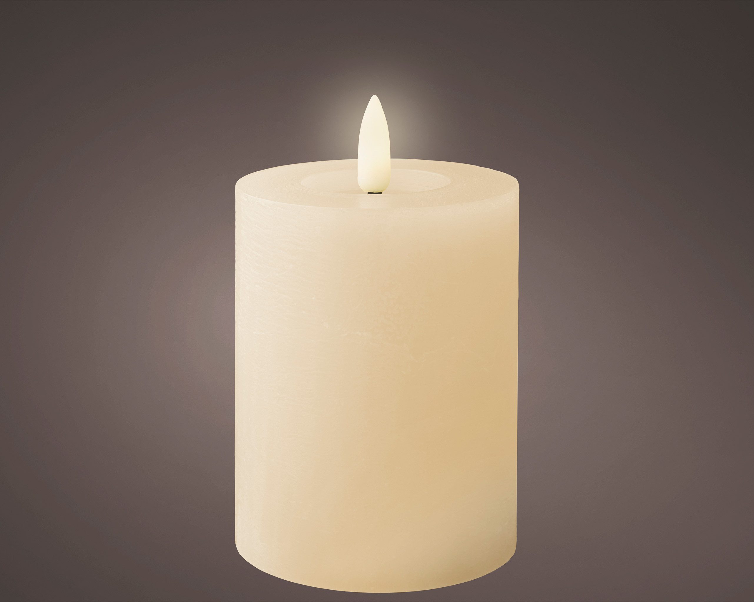 Lumineo LED-Kerze, LED Kerze mit Timerfunktion 7x11cm Wachs Rustik Creme / günstig online kaufen