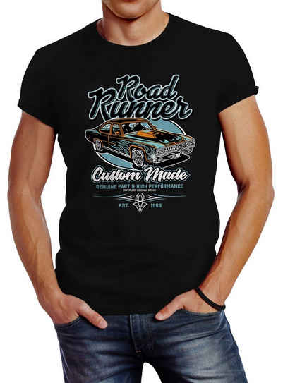Neverless Print-Shirt Herren T-Shirt Roadrunner American Muscle Car Tuning Retro Sports Car Vintage Motiv Slim Fit Neverless® mit Print
