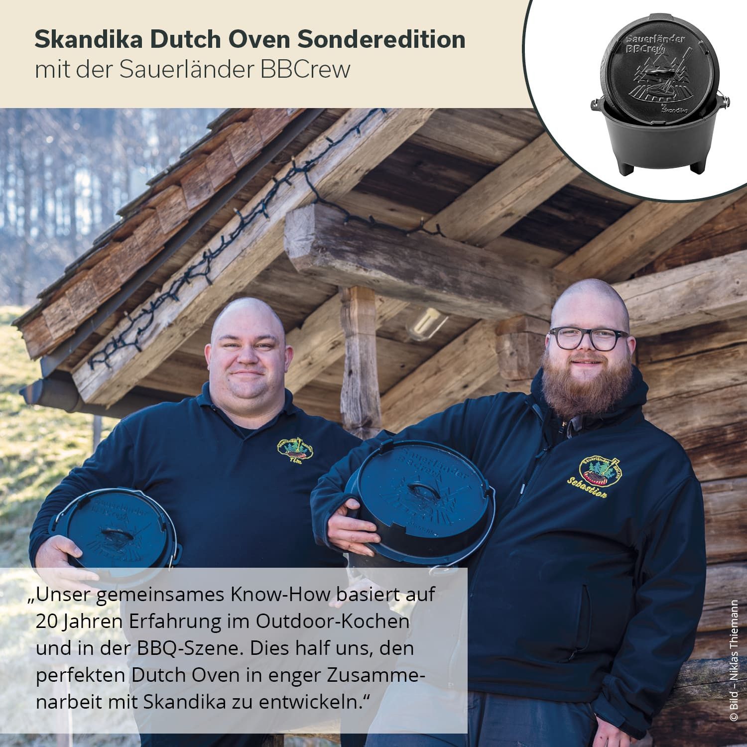 Skandika Grilltopf BBCREW Dutch Oven 10,25 L Feuertopf, Gusseisen, Outdoorküche, Kochtopf, (Mit Füßen, Tragetasche mit Rucksackfunktion), Emaillierung, Rezeptbuch, Deckelheber, Spülmaschinenfest, auch Pfanne