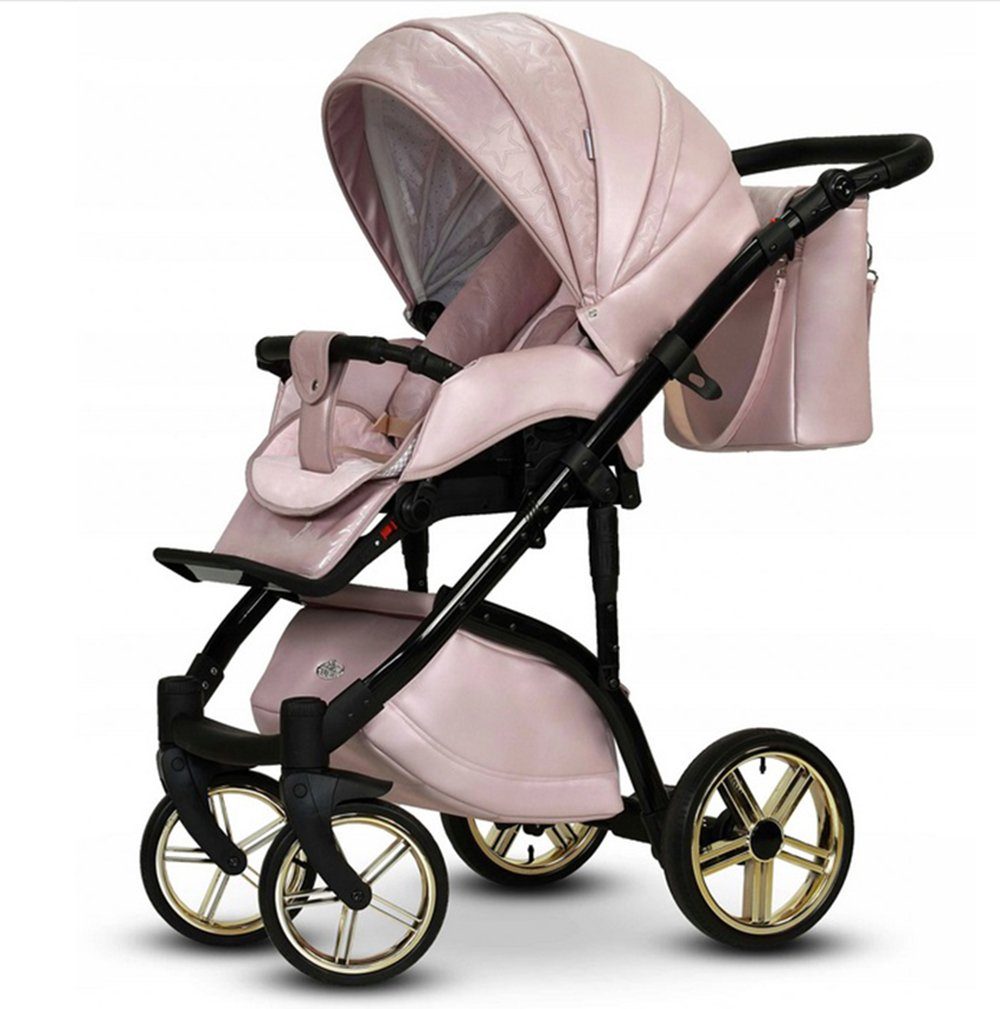 Farben - 1 3 Kinderwagen-Set Rosa-Bunt-Dekor - 12 in Teile babies-on-wheels 16 Vip in Kombi-Kinderwagen Lux