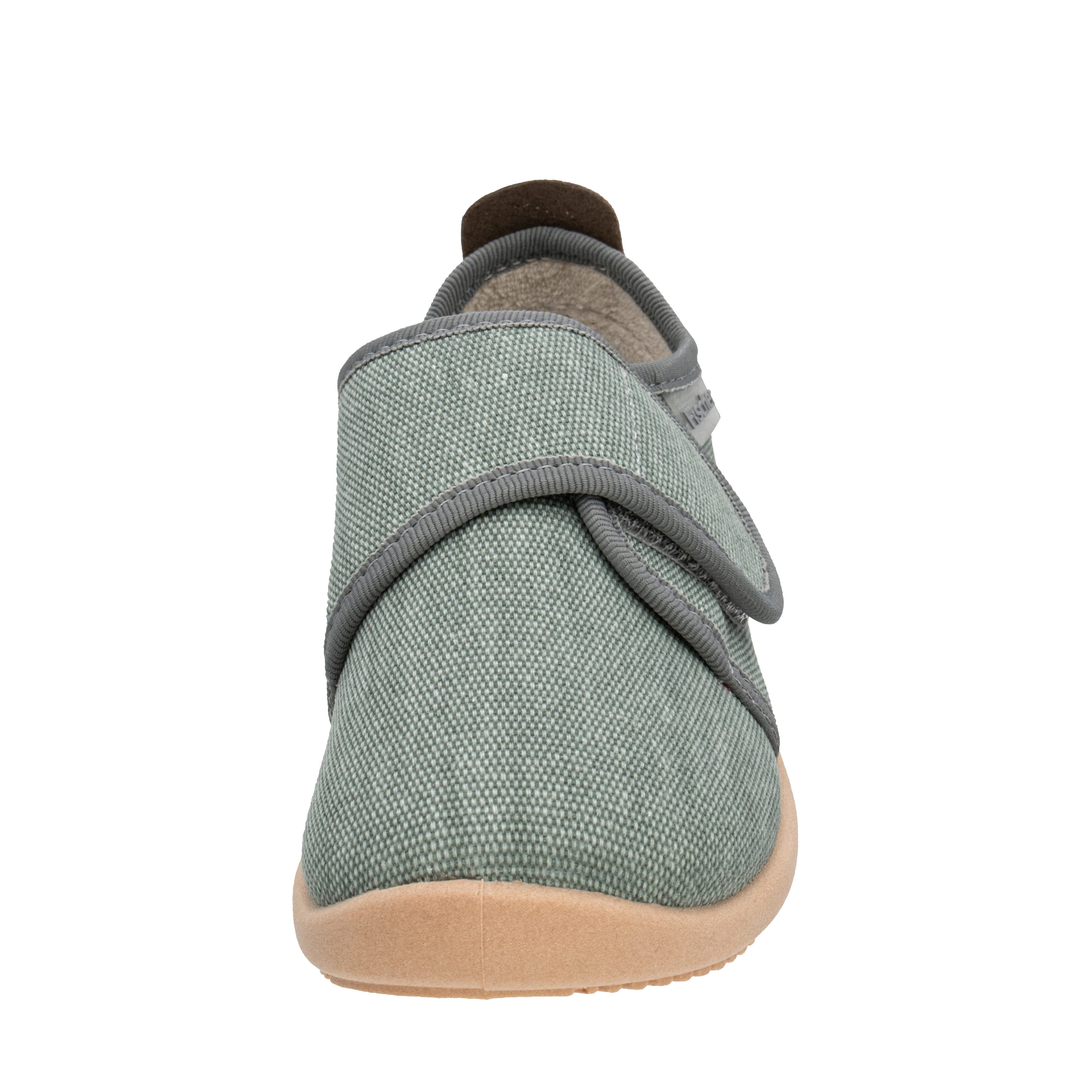 Fischer-Markenschuh Softer Hausschuh für Kinder, aus Baumwollleinen, mit Frotteefutter, Klettverschluss – Bild 4 von 5