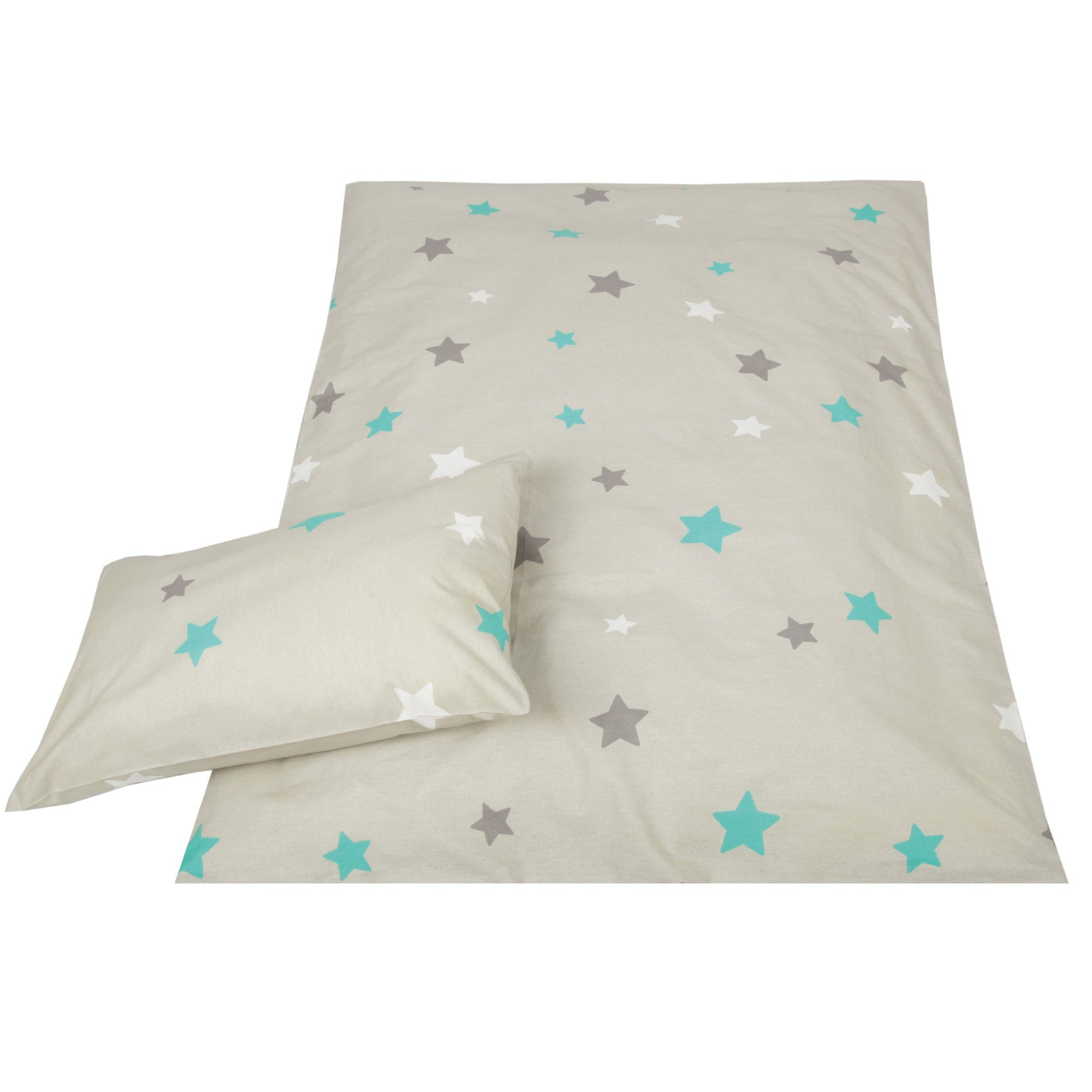 Bettwäsche Kinder Baby Bettbezug 100x135 reine 100% Baumwolle Weiß Sterne 