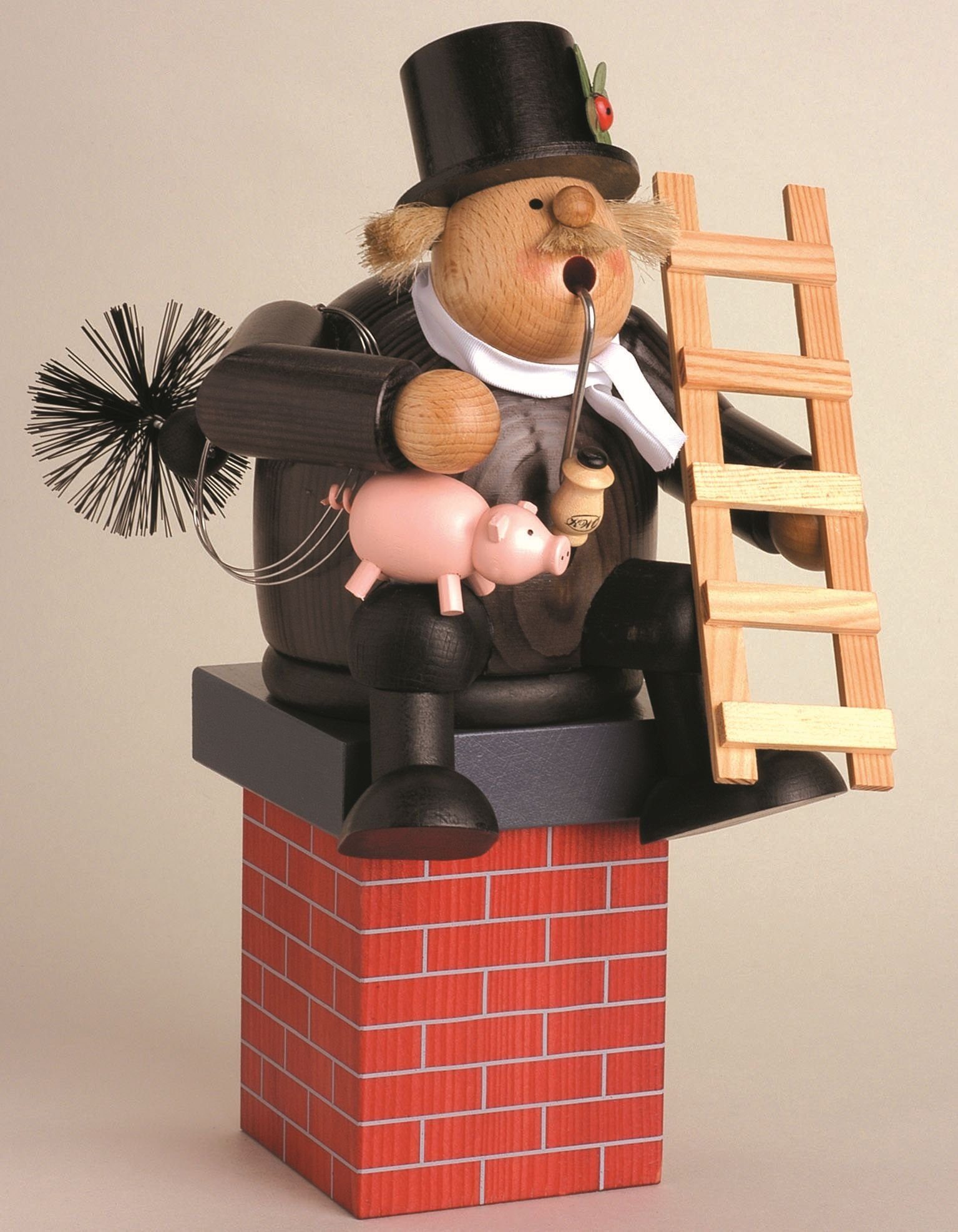 KWO Kunstgewerbe Werkstätten Räuchermännchen Zubehör Schornstein für Kantenhocker BxTxH= 8x8x9cm NEU