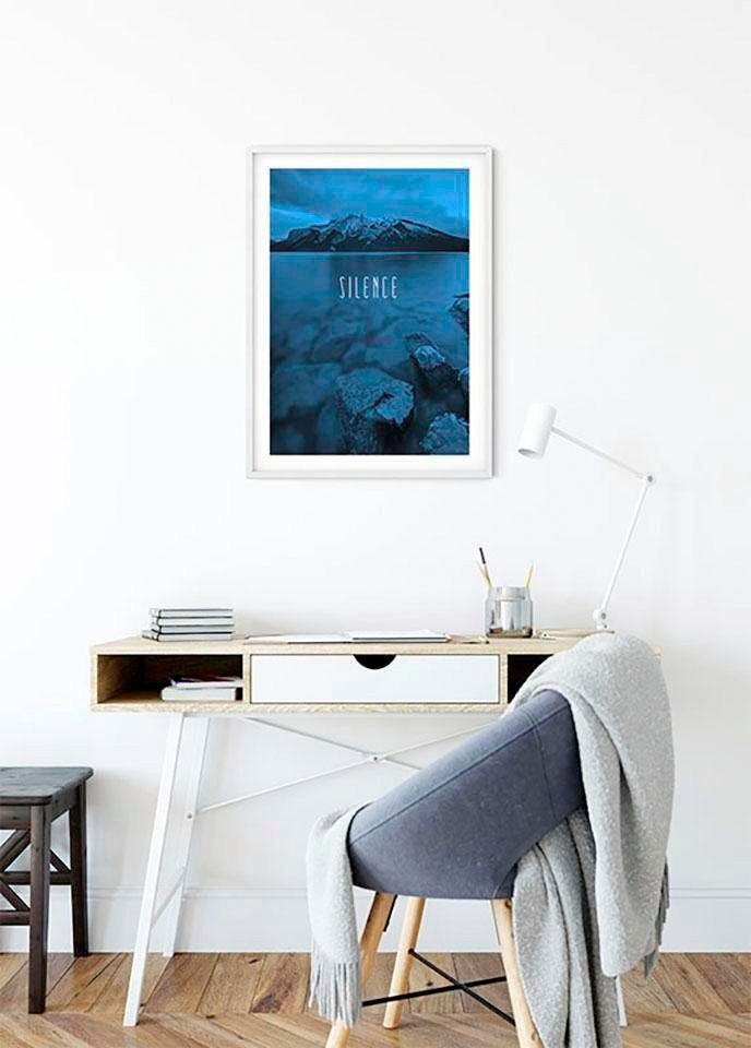 Komar Poster Word Lake Silence Blue, Kinderzimmer, St), Natur Wohnzimmer (1 Schlafzimmer