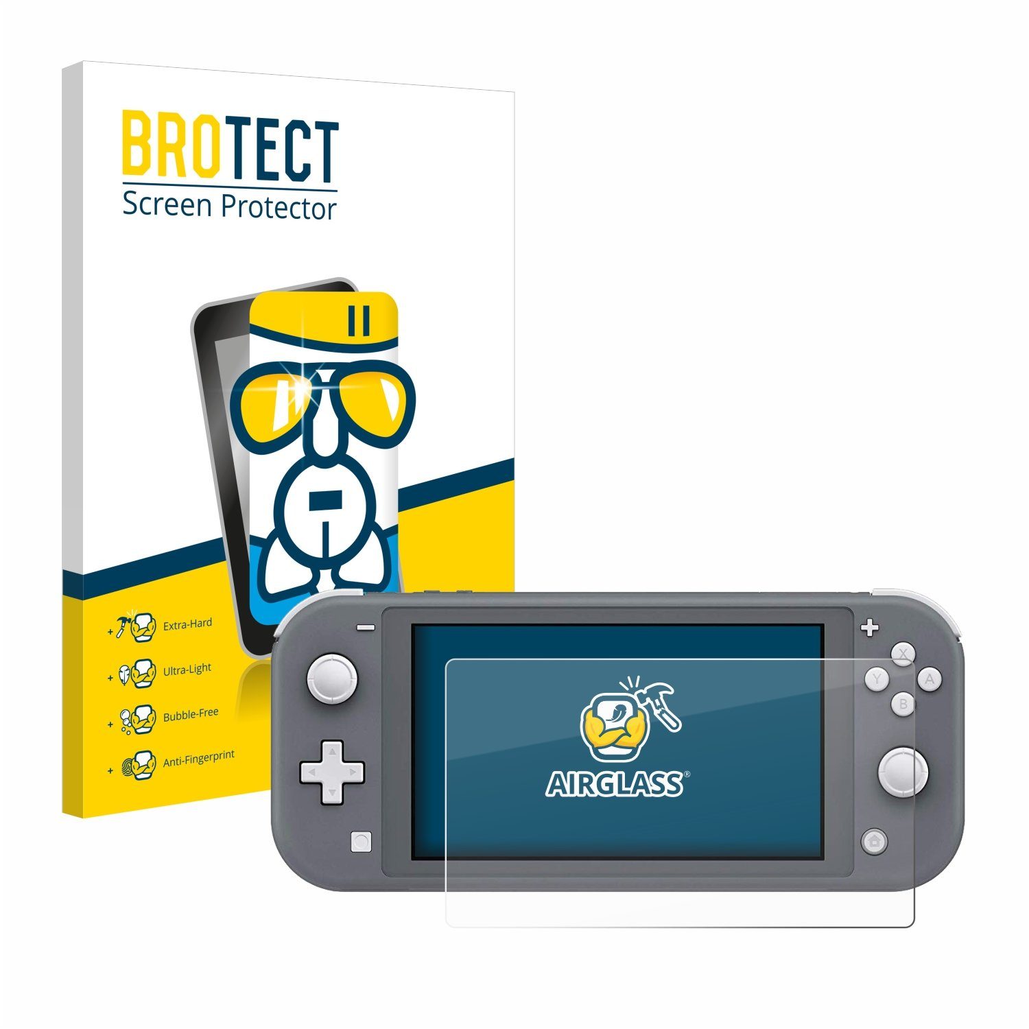 BROTECT Displayschutzglas Folie für Nintendo Switch Lite, Schutzfolie Glas Panzer Display Schutz klar
