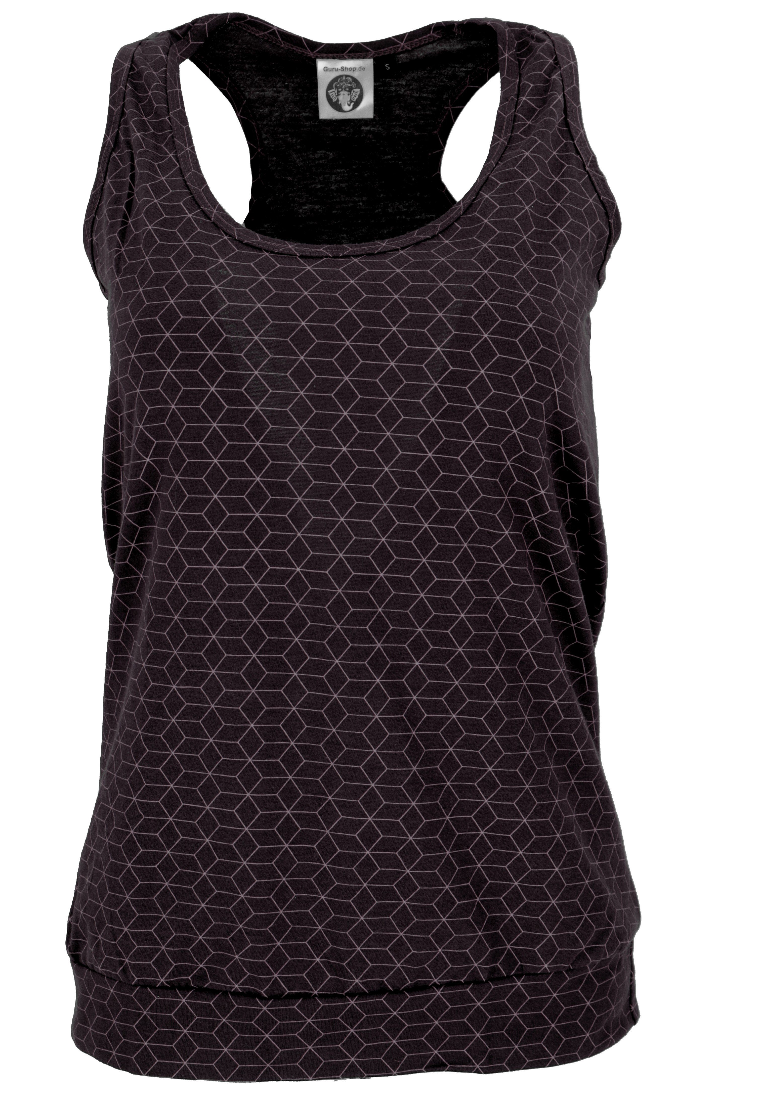 Guru-Shop T-Shirt Yoga Shirt Baumwolle, Tank Top - schwarz/braun Festival, günstig online kaufen
