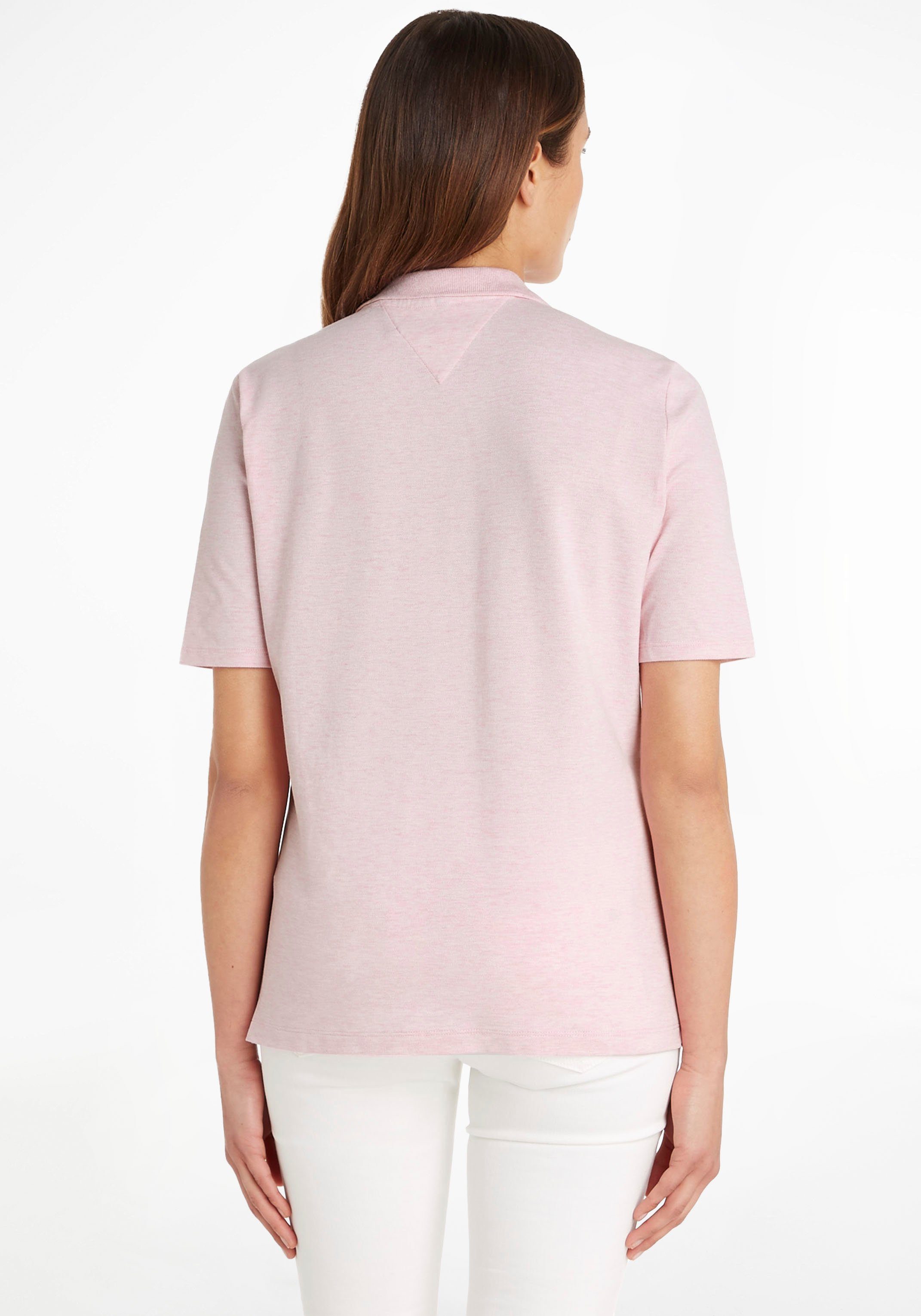 Tommy Hilfiger Poloshirt REG NYC Markenlabel POLO Hilfiger Classic-Pink-Heather mit Tommy ROUNDALL SS