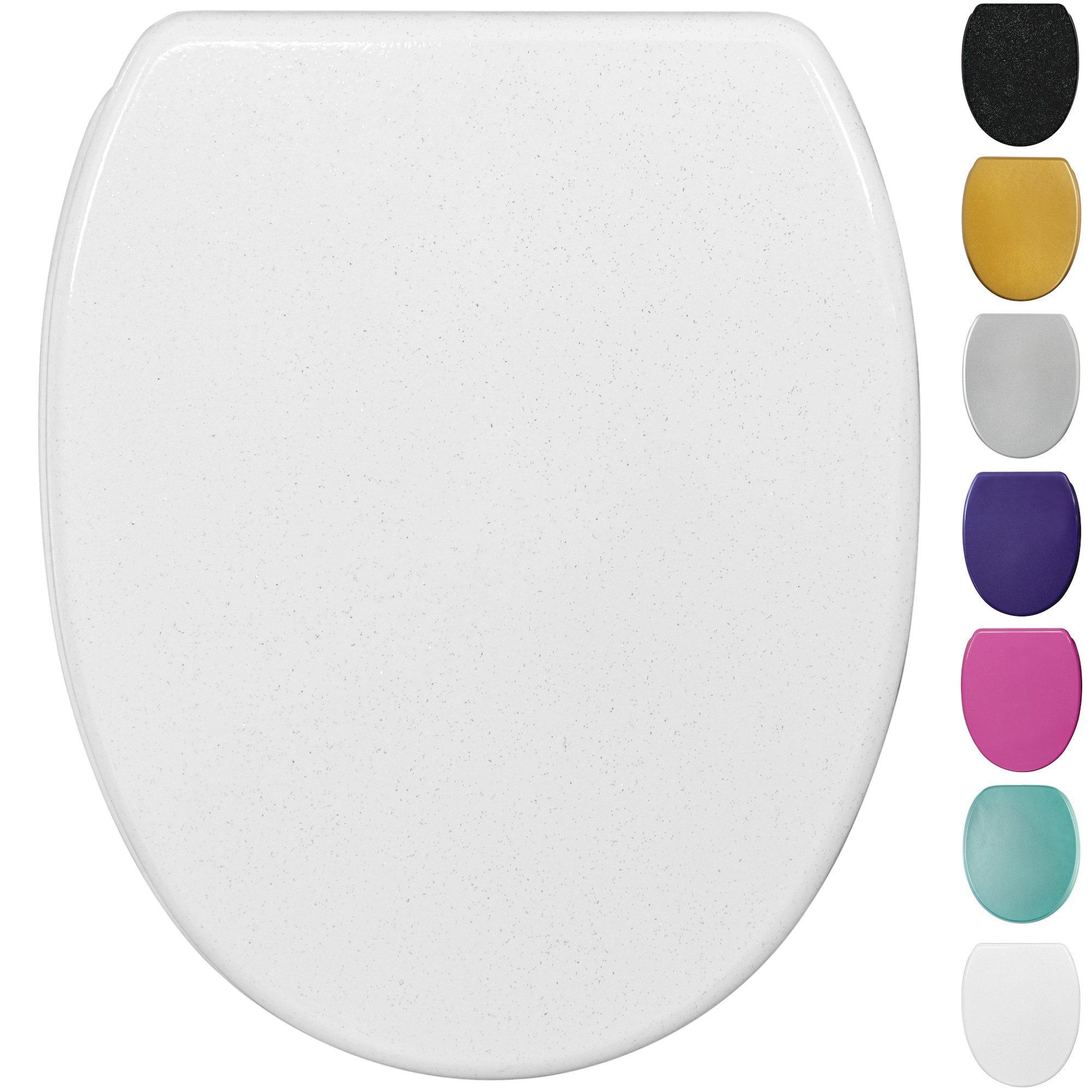 Sanilo WC-Sitz Glitzer mit Absenkautomatik & Quick Release, Premium Toilettendeckel, abnehmbar, leichte Montage von oben