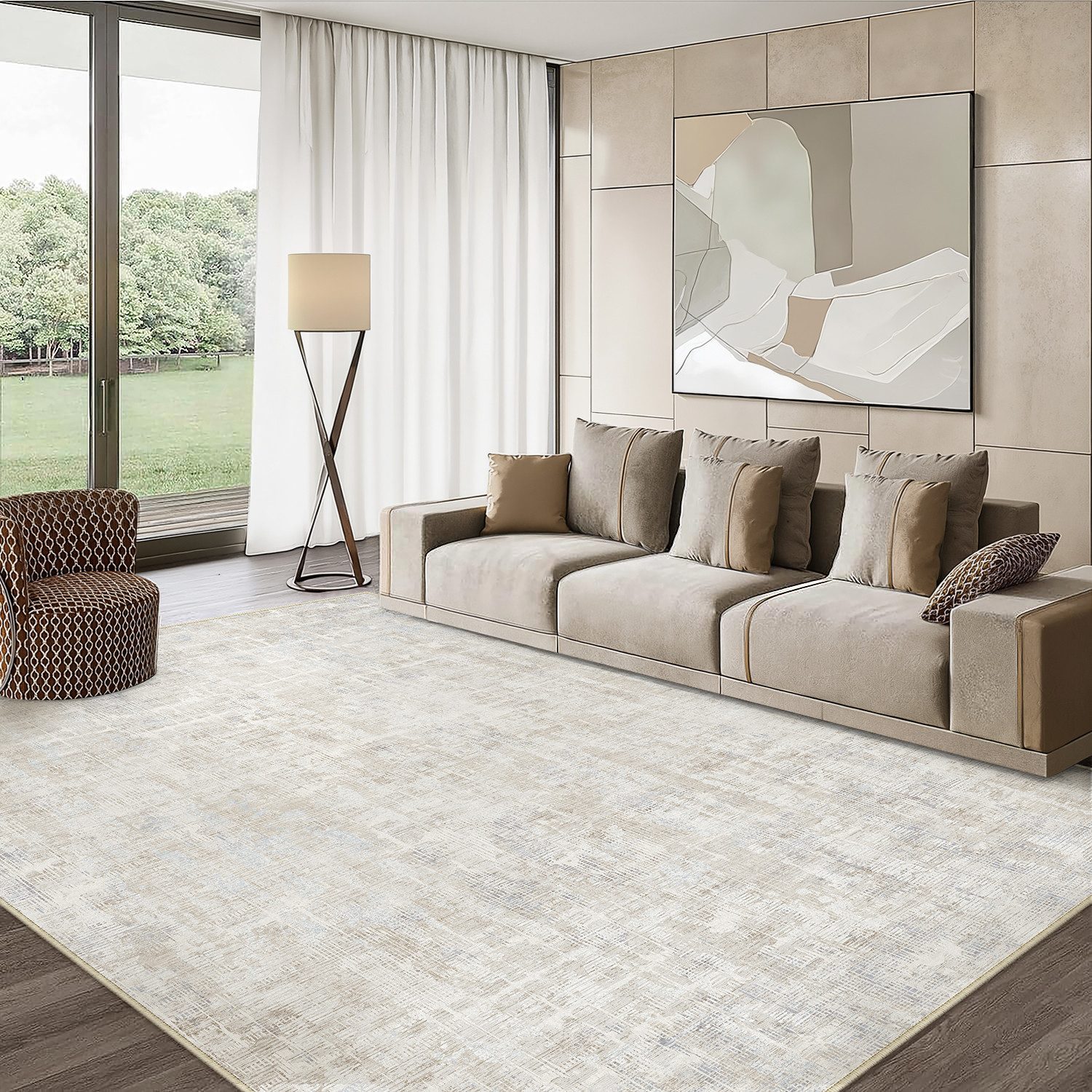 PURECOZY Teppich kurzflor, Wohnzimmerteppich, rutschfester Teppich, Abstrakter Stil, rechteckig, Höhe: 50 mm, geeignet für verschiedene Innenräume, 300x200cm