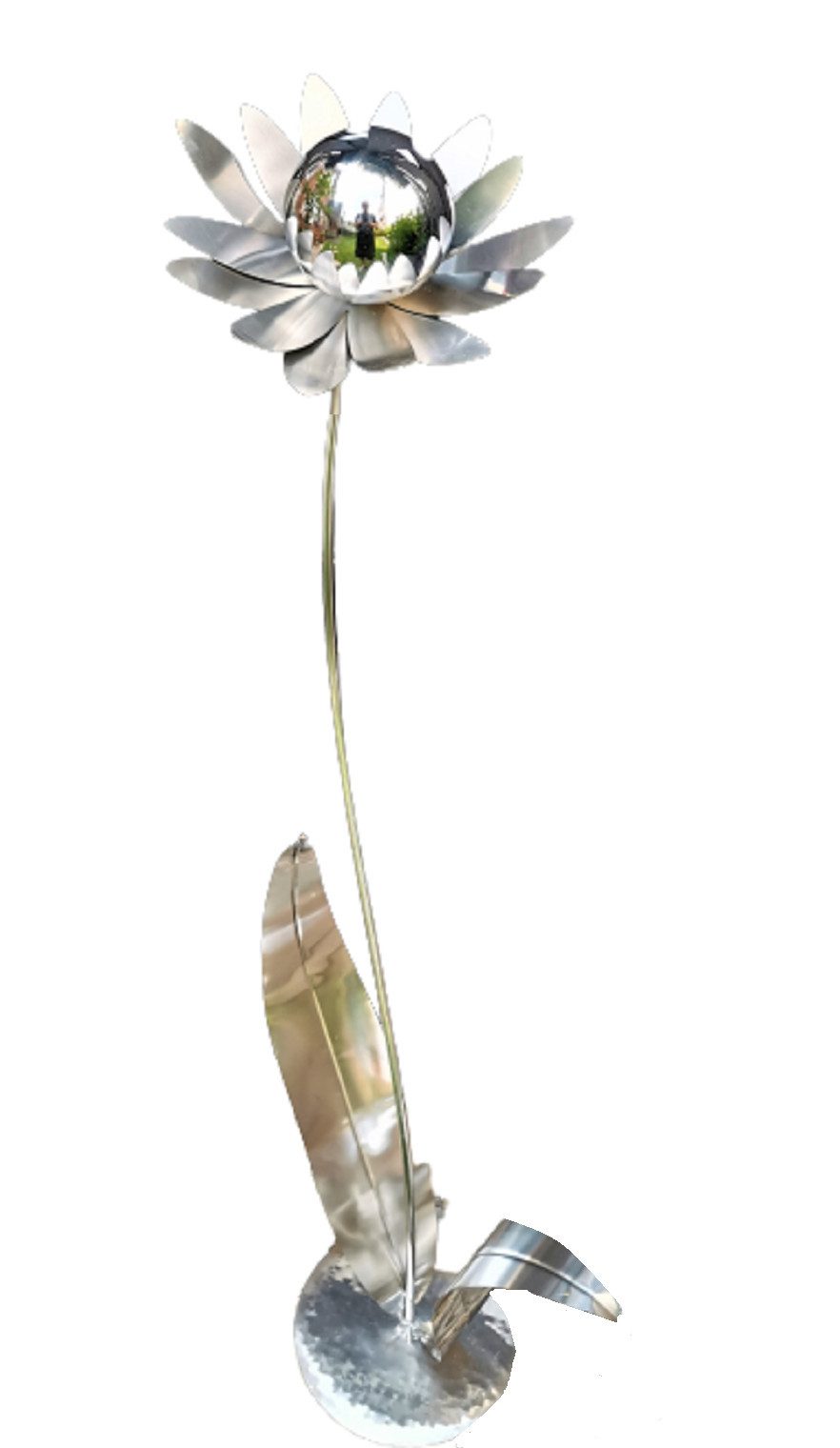 Jürgen Bocker - Gartenambiente Gartenstecker Blume Palermo Edelstahl Kugel poliert 120cm Dekoration Garten